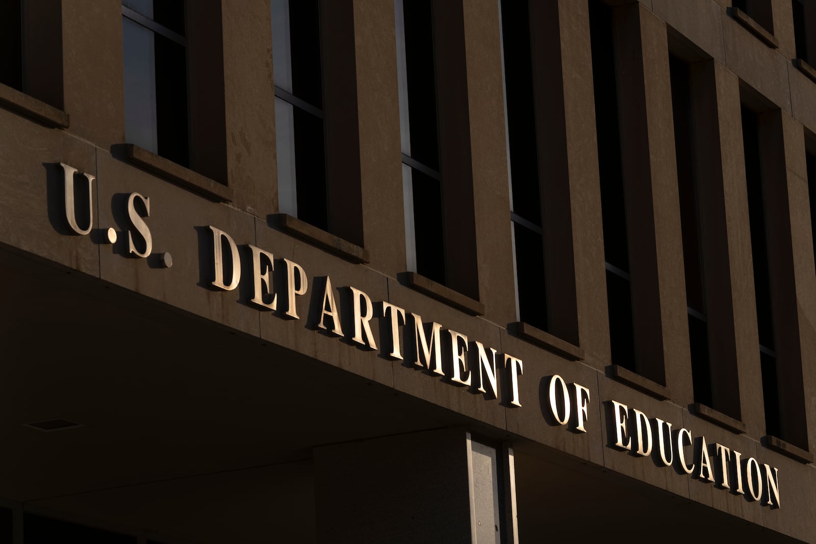 The headquarters of the U.S. Department of Eduction, which were ordered closed for the day for what officials described as security reasons amid large-scale layoffs, are seen Wednesday, March 12, 2025, in Washington. (AP Photo/Mark Schiefelbein)