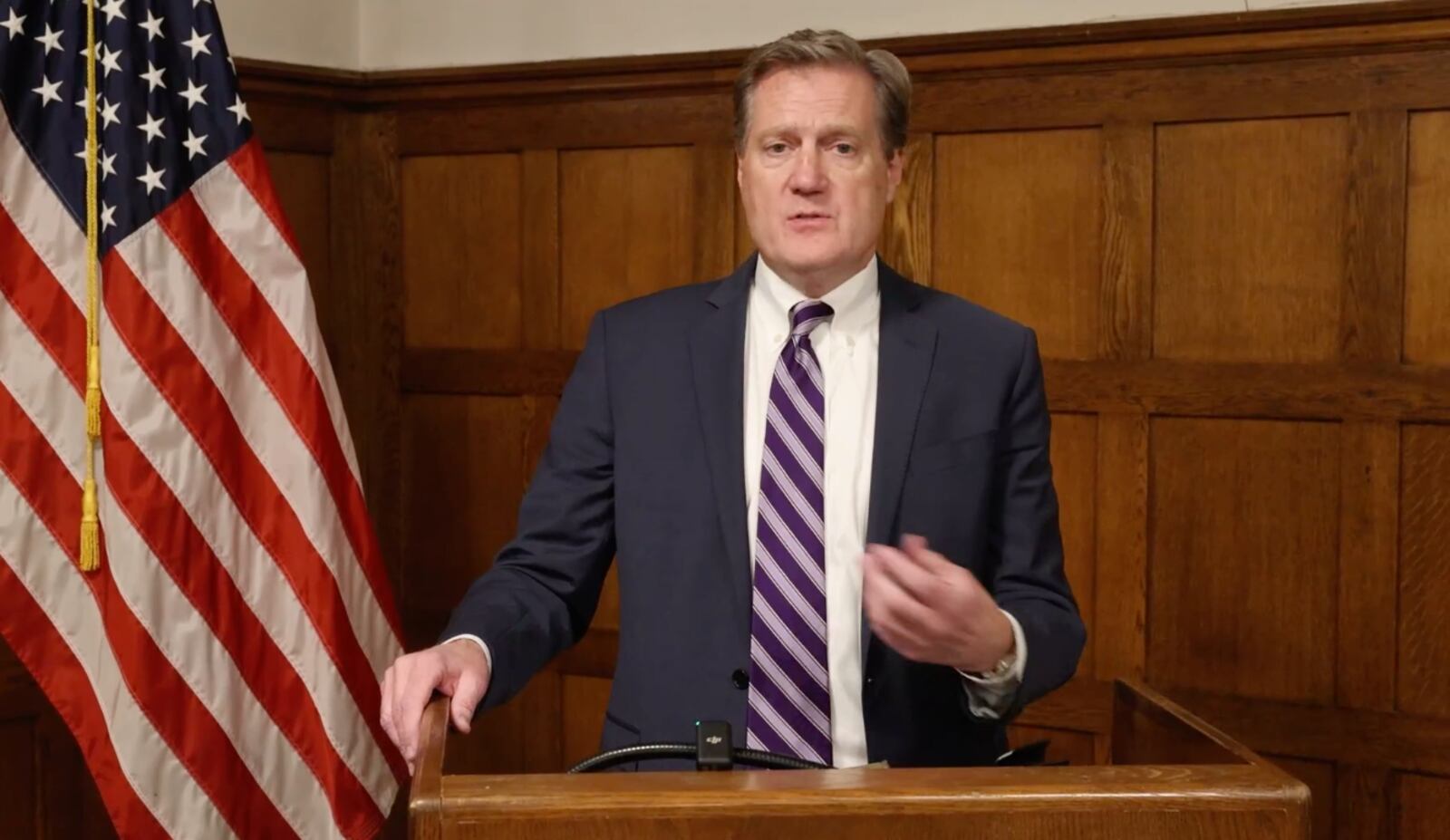 U.S. Rep. Mike Turner, R-Dayton, talks Friday, Nov. 17, 2023 about the U.S. role in the Israel-Hamas conflict, while at the Engineers Club in Dayton. JIM NOELKER / STAFF