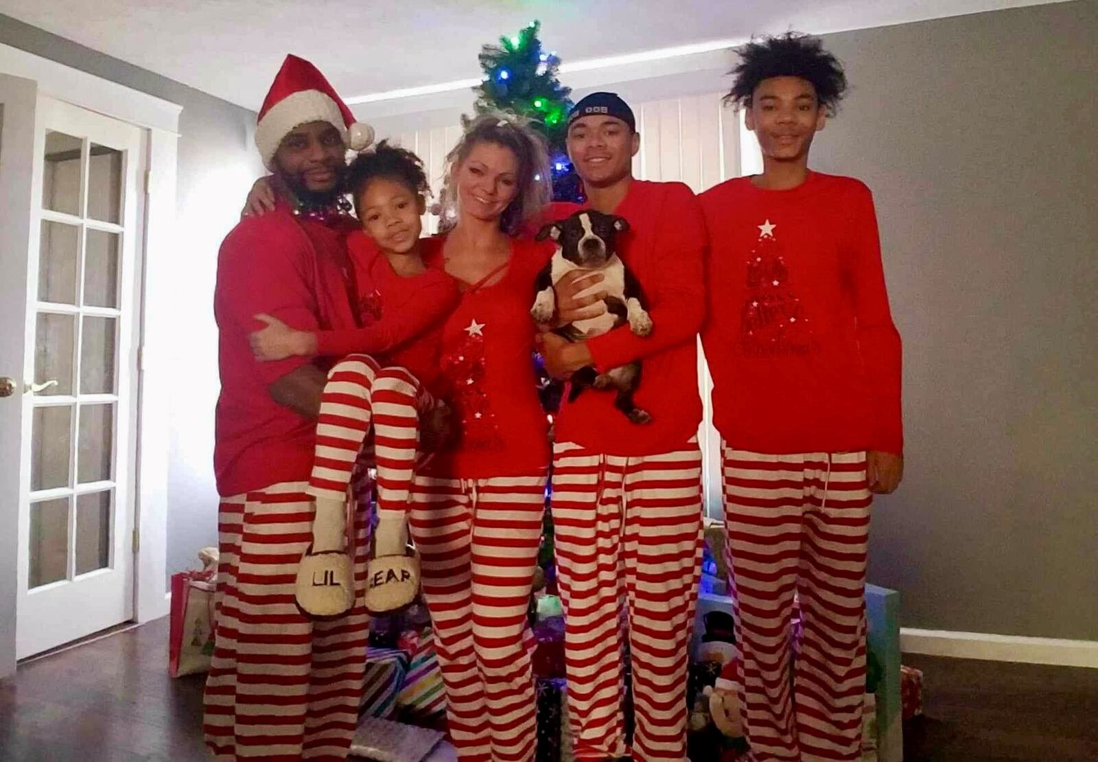 Chris Dyer (left) and Alicia Erwin are dressed up for the holidays with Alicia's daughter and sons. CONTRIBUTED