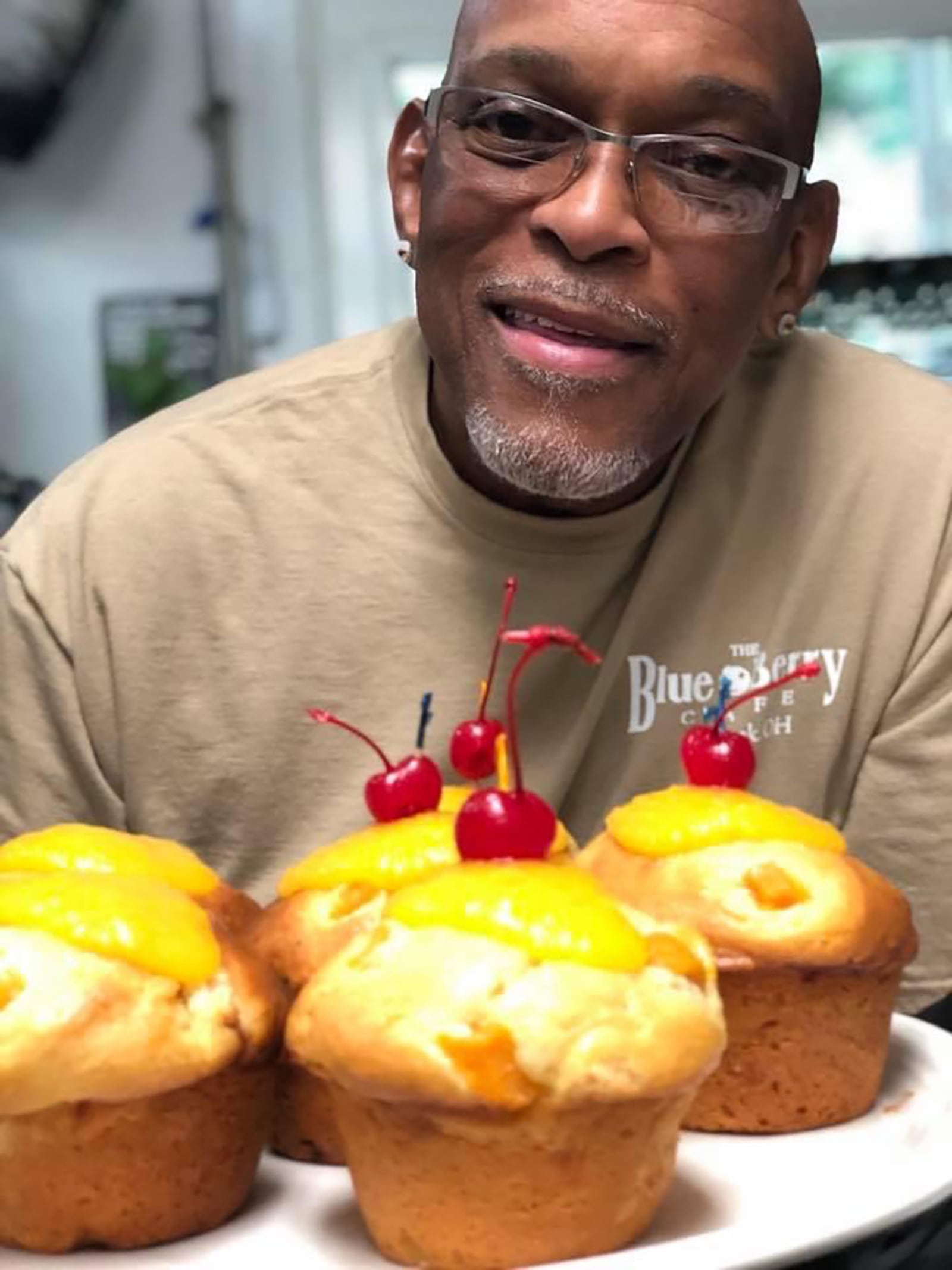 Tony Darden, also known as the Muffin Man, is an honorary co-owner of the Blue Berry Cafe in Bellbrook. He bakes up gourmet muffins in different varieties and delights customers daily.