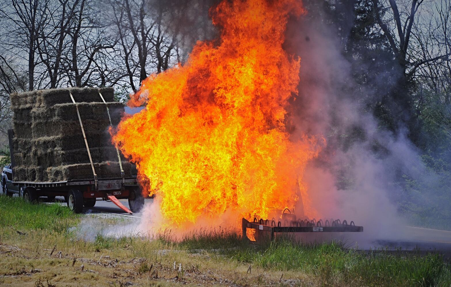 Tractor catches fire near Enon