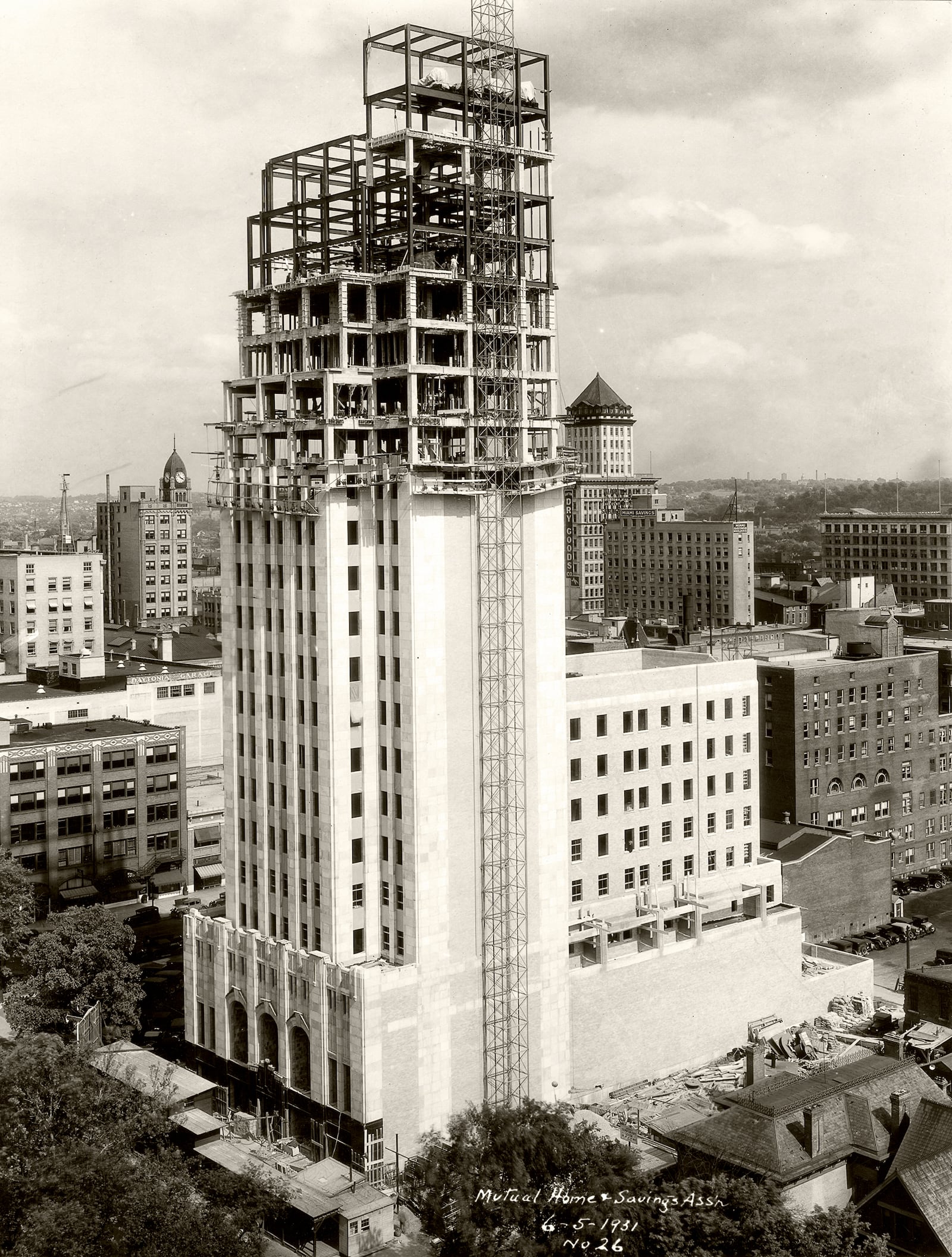 A view of the Mutual Home Building under construction June 5, 1931. The Art-Deco skyscraper was built in Dayton by the Mutual Home and Savings Association. Today it is called Liberty Tower and was recently used as a film location for a Hollywood movie. LIBERTY TOWER ARCHIVES