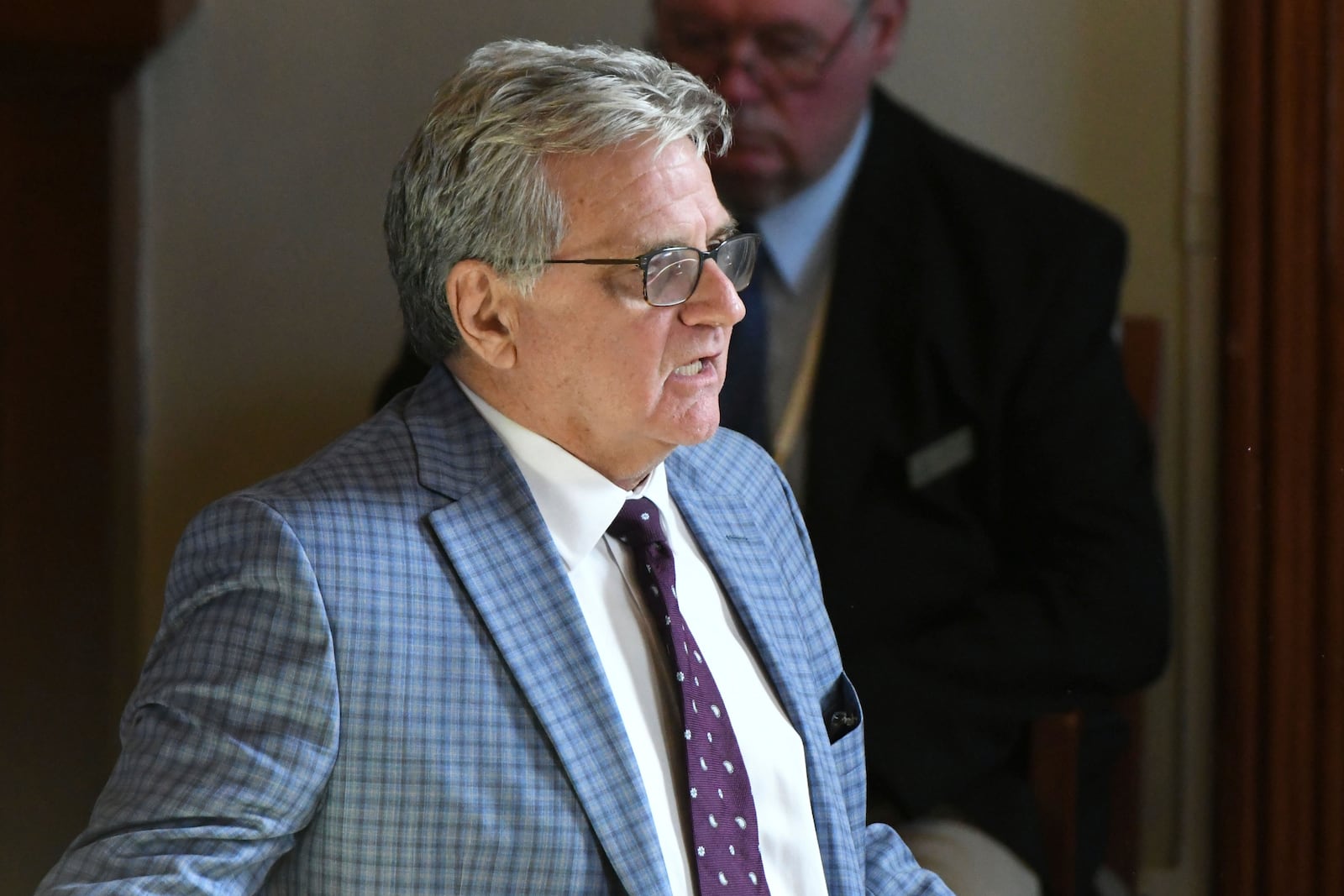 Defense attorney Kevin Horan makes an opening statement during the trial of Sheldon Timothy Herrington Jr., who is on trial for the murder of University of Mississippi student Jimmie "Jay" Lee, in Oxford, Miss. on Tuesday, Dec. 3, 2024. (Bruce Newman/The Northeast Daily Journal via AP, Pool)