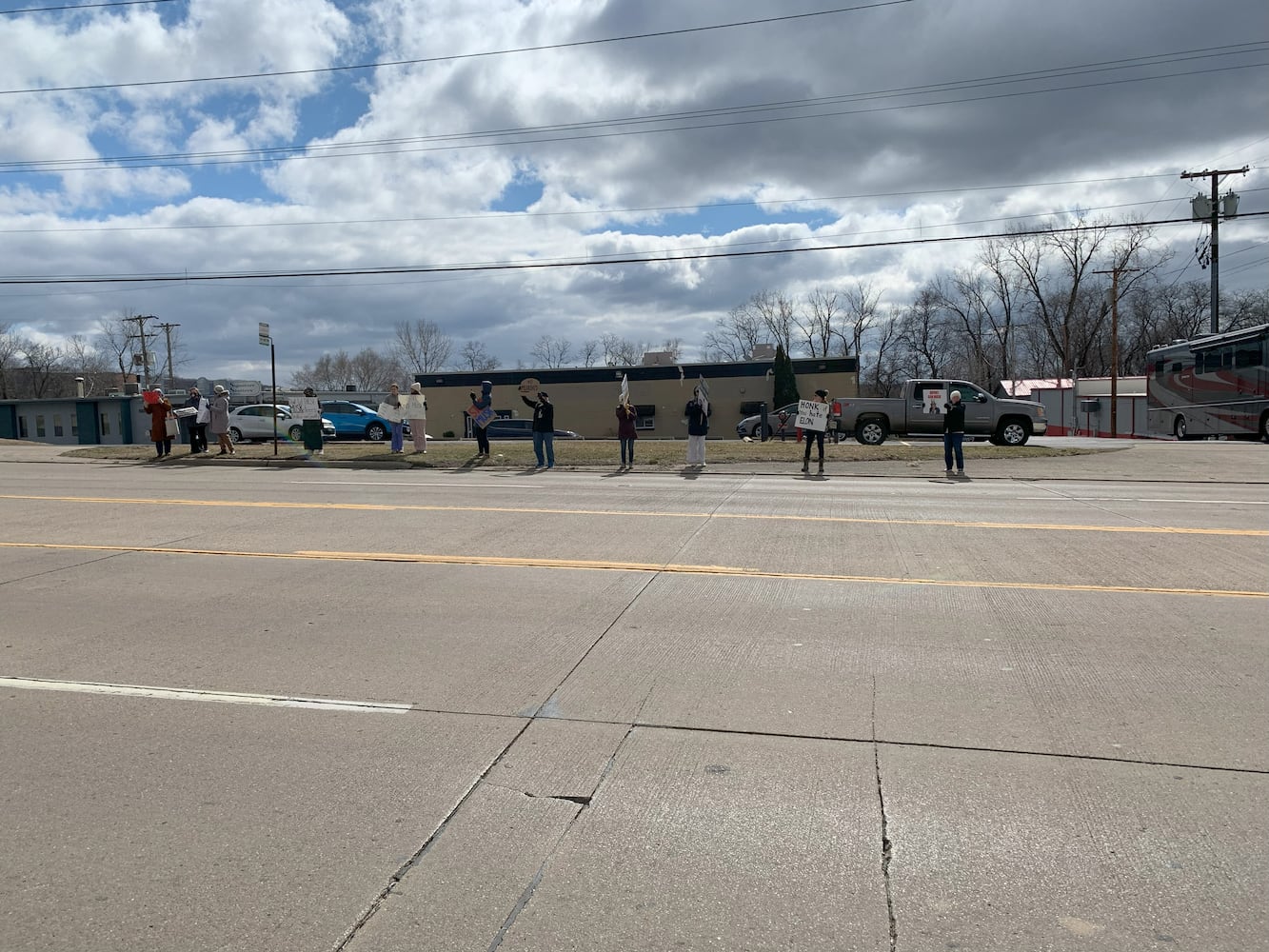 Tesla protest Moraine 2025