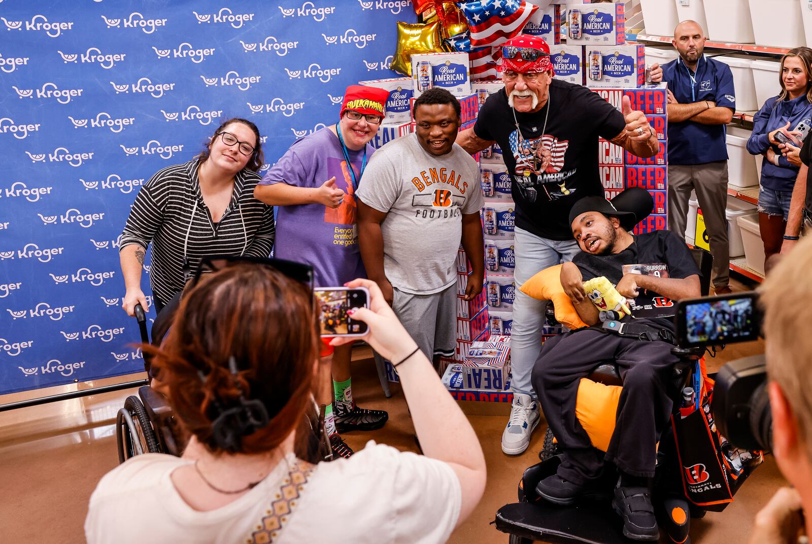 Hundreds of Hulkamaniacs lined up to meet Hulk Hogan who was in town promoting his Real American Beer Thursday, Aug. 22, 2024 at Kroger on Yankee Road in Liberty Township. NICK GRAHAM/STAFF