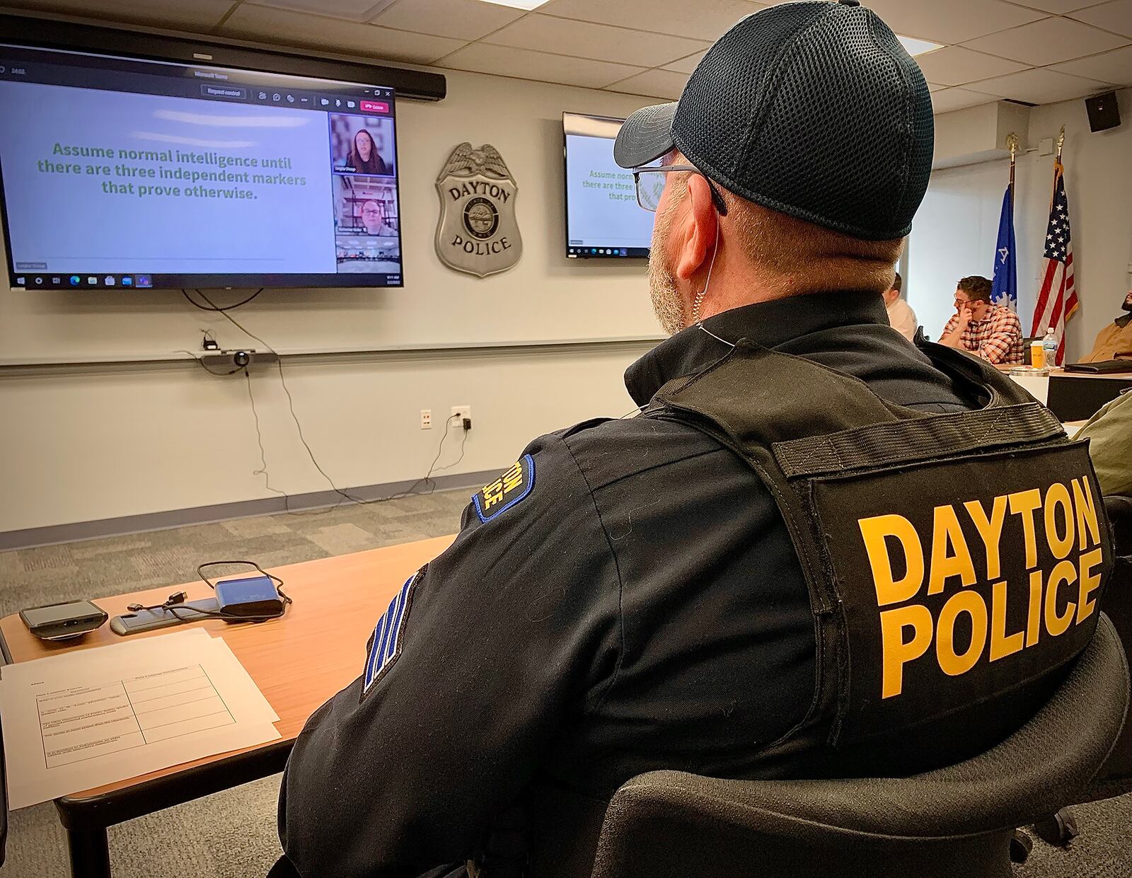 On Wednesday morning, March 2, 2022 about 18 Dayton Police officers took part in accessibility and accommodation training put on by the Adult Advocacy Centers and Deaf World Against Violence Everywhere (DWAVE). MARSHALL GORBY\STAFF