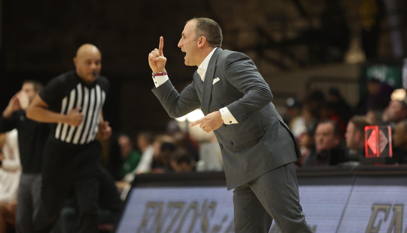 Fordham's Keith Urgo coaches during a game against Dayton on Tuesday, Jan. 10, 2023, at Rose Hill Gym in Bronx, N.Y. David Jablonski/Staff