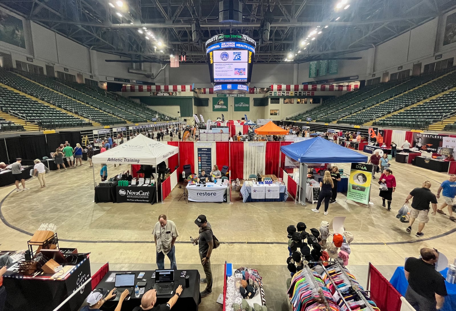 The scene at the Nutter Center for the Air Force Marathon Health and Fitness Expo on Thursday, Sept. 15, 2022, in Fairborn. David Jablonski/Staff