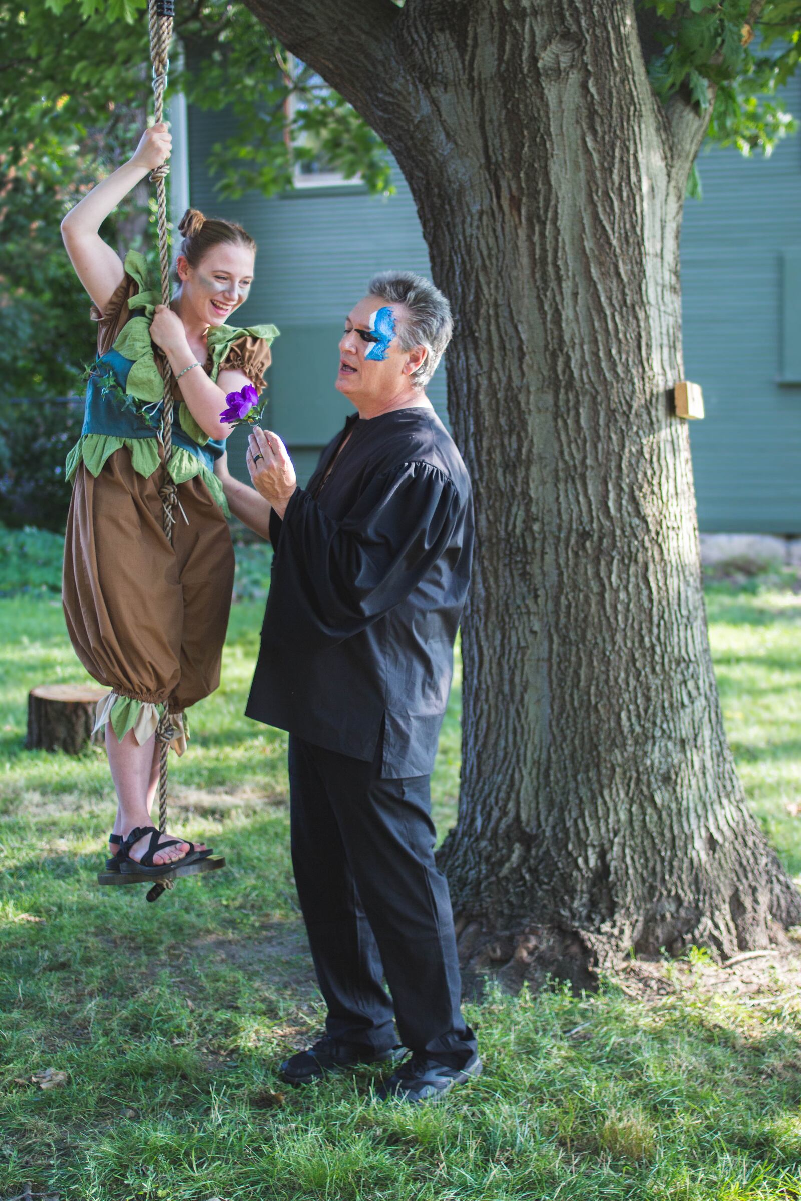 Oberon (Ray Geiger) and his henchman Puck (Amelia Merithew) in Shakespeare in South Park's production of “A Midsummer Night’s Dream." CONTRIBUTED