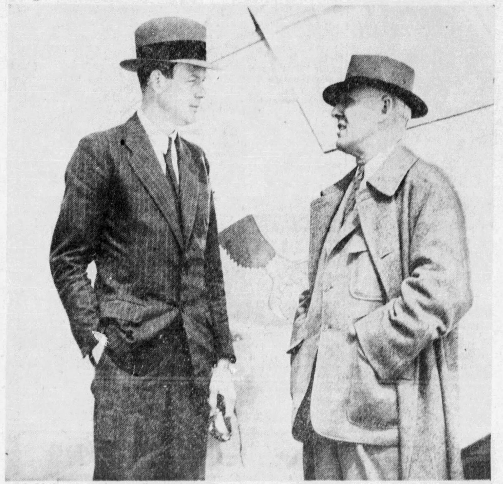 Col. Charles Lindbergh stands with Brig. Gen. George H. Brett at Wright Field, standing next to Lindbergh's Curtiss pursuit plane, in 1939. DAYTON DAILY NEWS ARCHIVES.