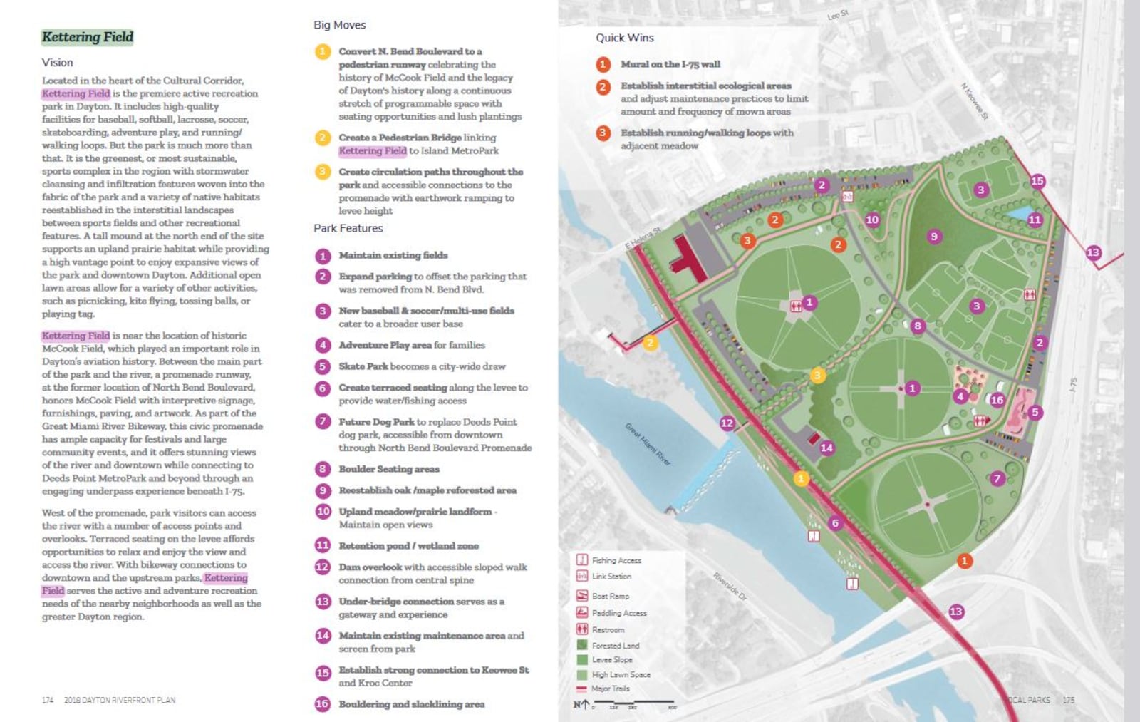 The vision for Kettering Field outlined in the Dayton riverfront plan. CONTRIBUTED