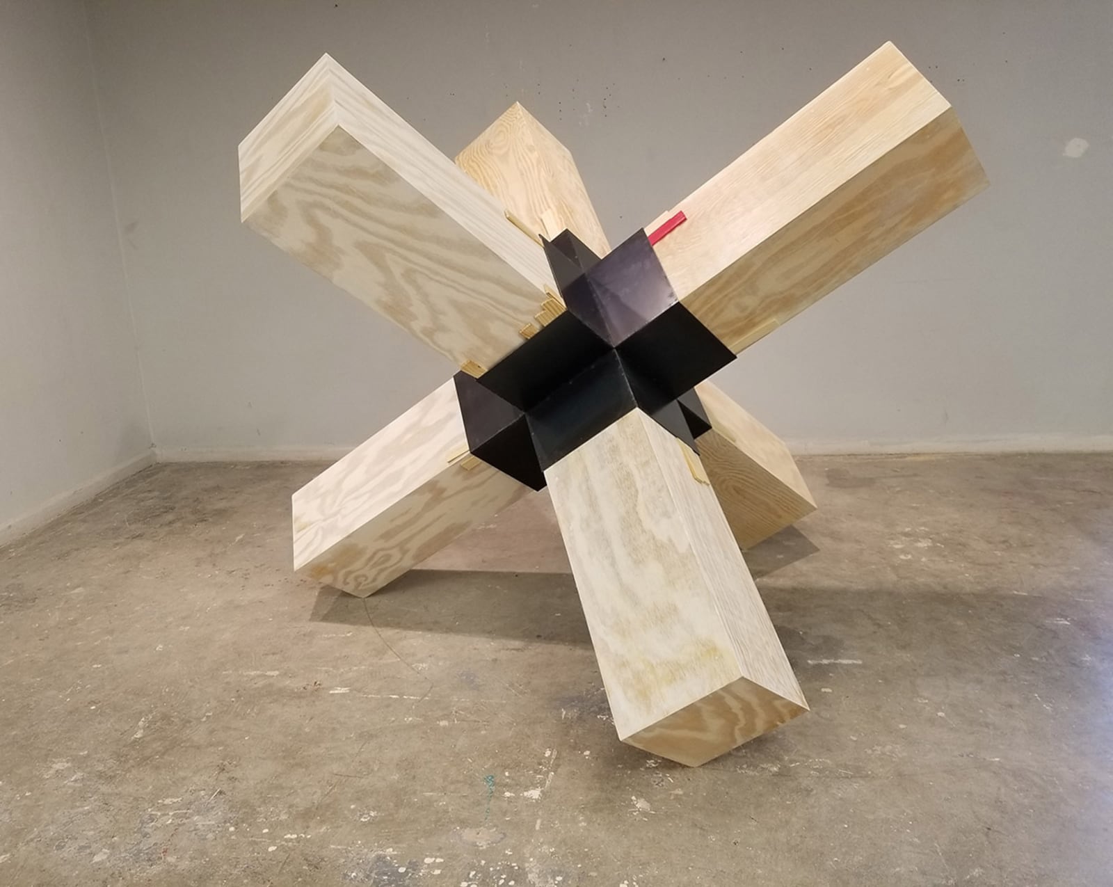 Landon Crowell, You shimmed us up to remain true.  Without you level has become very elusive, 2019. Wood, steel and paint. CONTRIBUTED