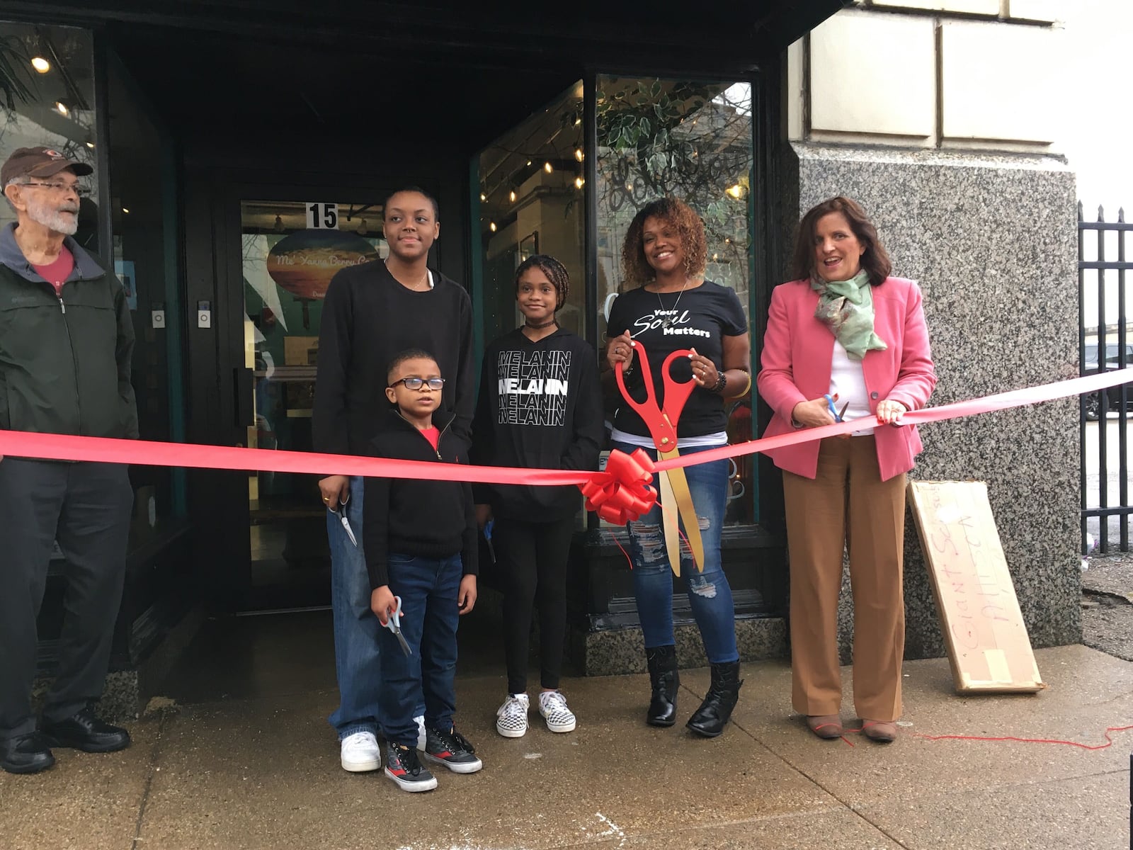 Me’ Yanna Berry Co. held its ribbon-cutting celebration on Feb. 22 at 2:22 p.m. alongside members of the Downtown Dayton Partnership, including DDP President, Sandy Gudorf. The bakery and wine café opened in the shadow of the Victoria Theatre, at 15 E. First St. on the ground floor of the Biltmore Towers. PHOTO: Sarah Franks