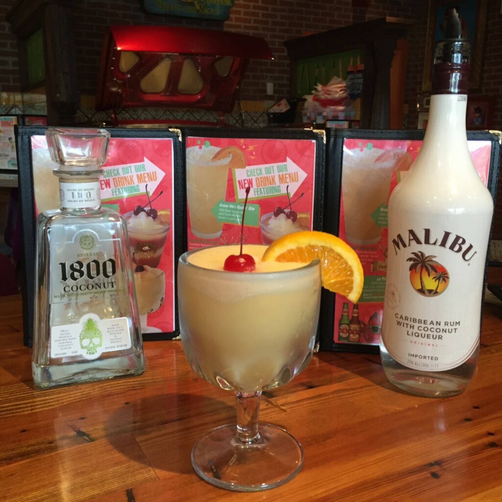 Chuy's pina colada is made with 1800 Coconut Tequila, in addition to Malibu rum. The piña colada is a drink that is featured in Chuy’s frozen machines. (Source: Contributed by Chuy's)