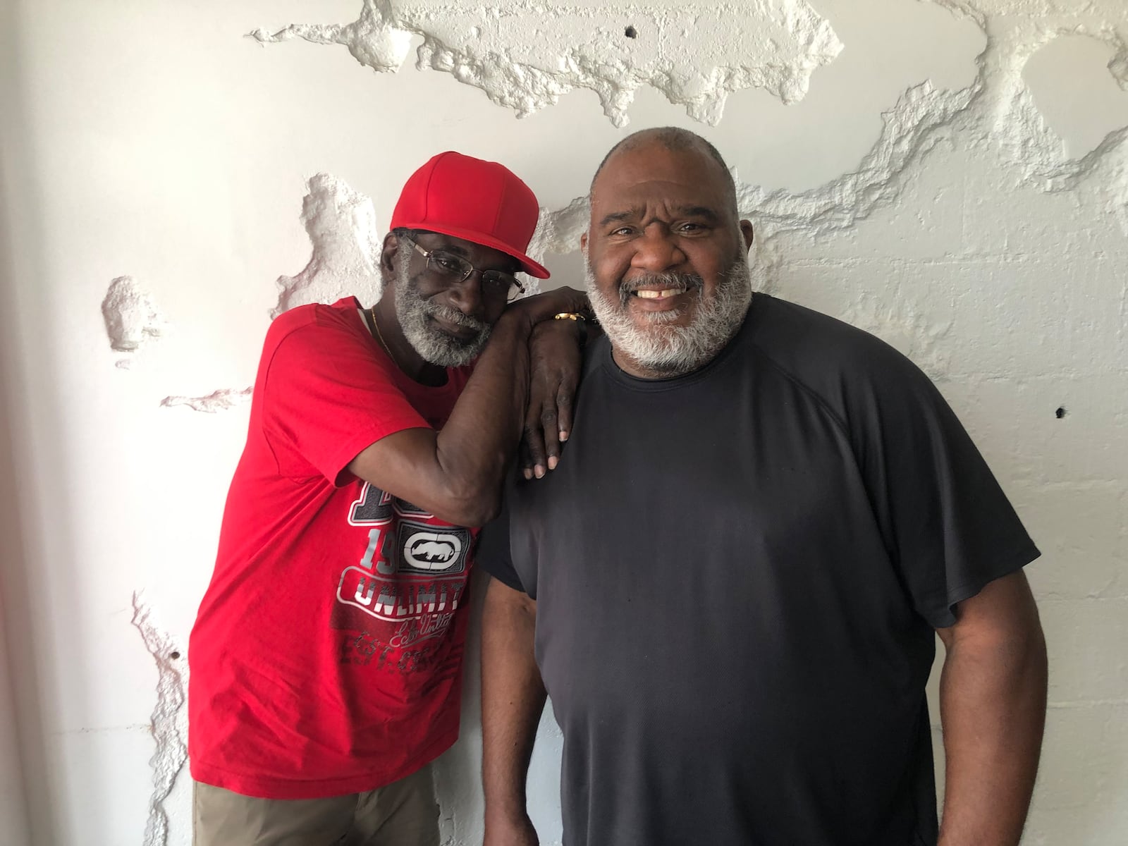 Trombonist and singer Gilbert “Big Gil” Frazier (right) and percussionist David Matthews of Big Gil & His Funky All-Stars perform at Hidden Gem Music Club in Centerville on Saturday, May 27.