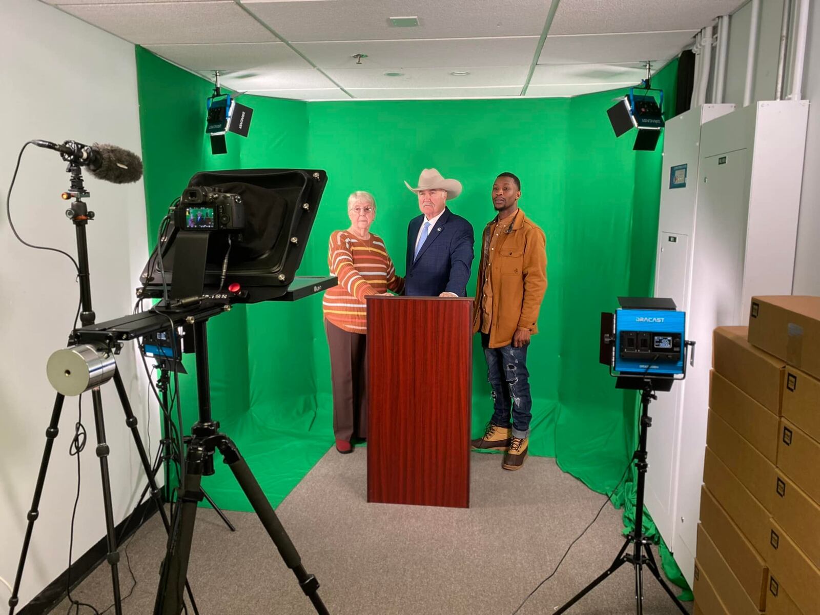 Pat Goins, Butler County Sheriff Richard Jones and Deshawn Pressley await an interview Wednesday on Fox & Friends BUTLER COUNTY SHERIFF'S OFFICE