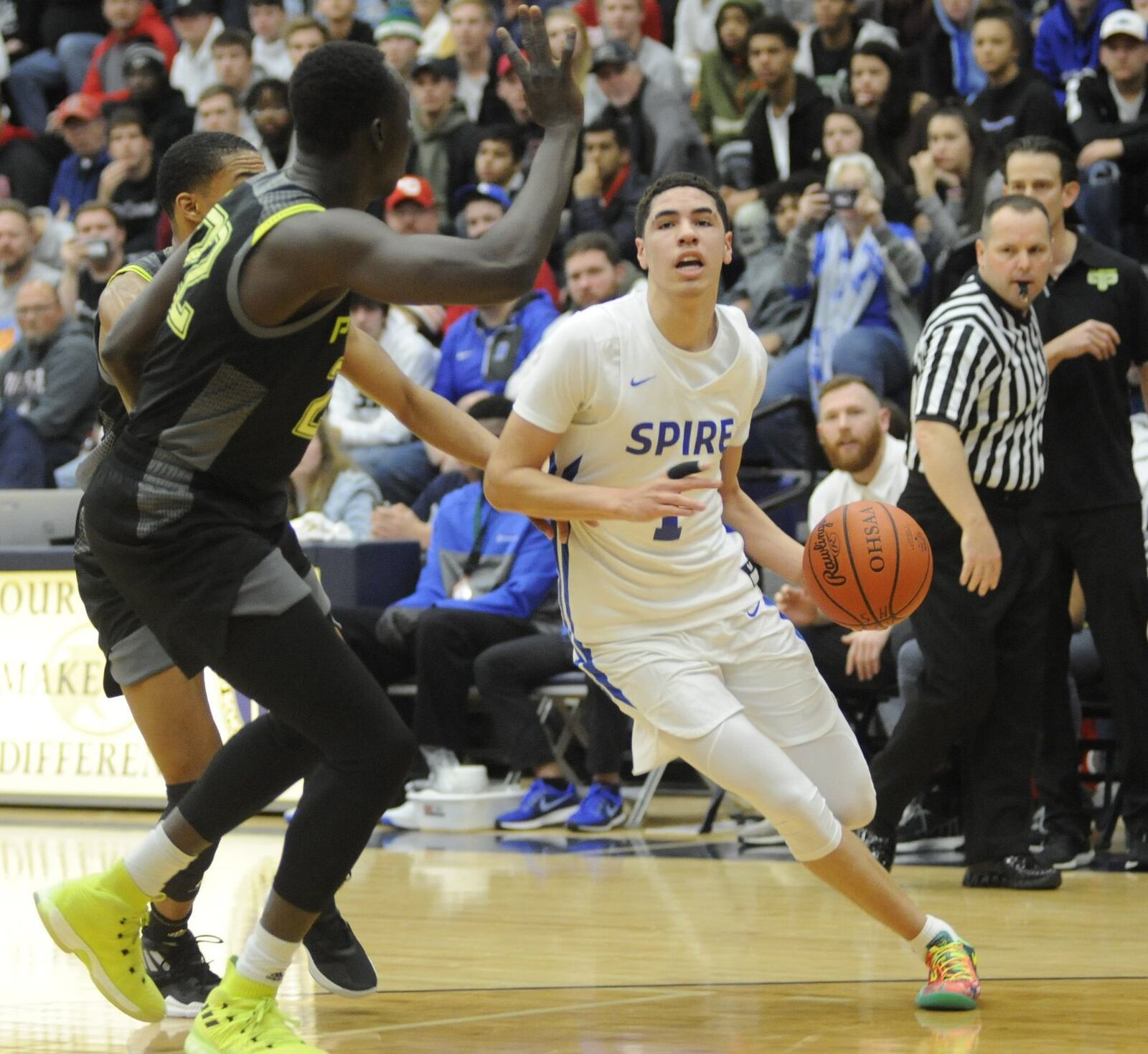 LaMelo Ball led Spire with 20 points. Prolific Prep defeated Spire Academy 94-59 in Flyin’ to the Hoop at Trent Arena on Monday, Jan. 21, 2019. MARC PENDLETON / STAFF