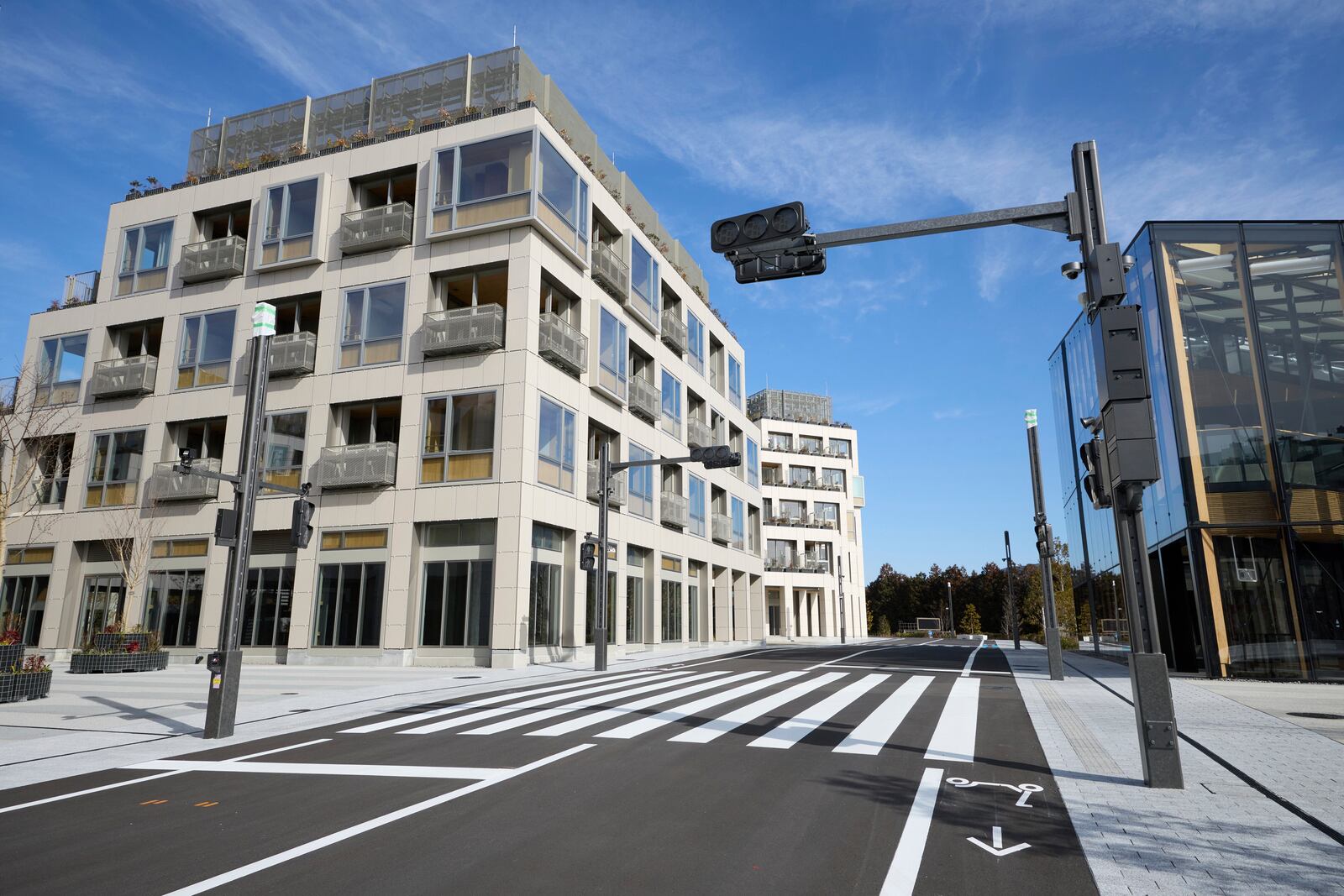 This photo provided by Woven by Toyota shows a main street and the complexes at Woven City in Susono city, Shizuoka Prefecture on Feb. 2025. (Woven by Toyota via AP)