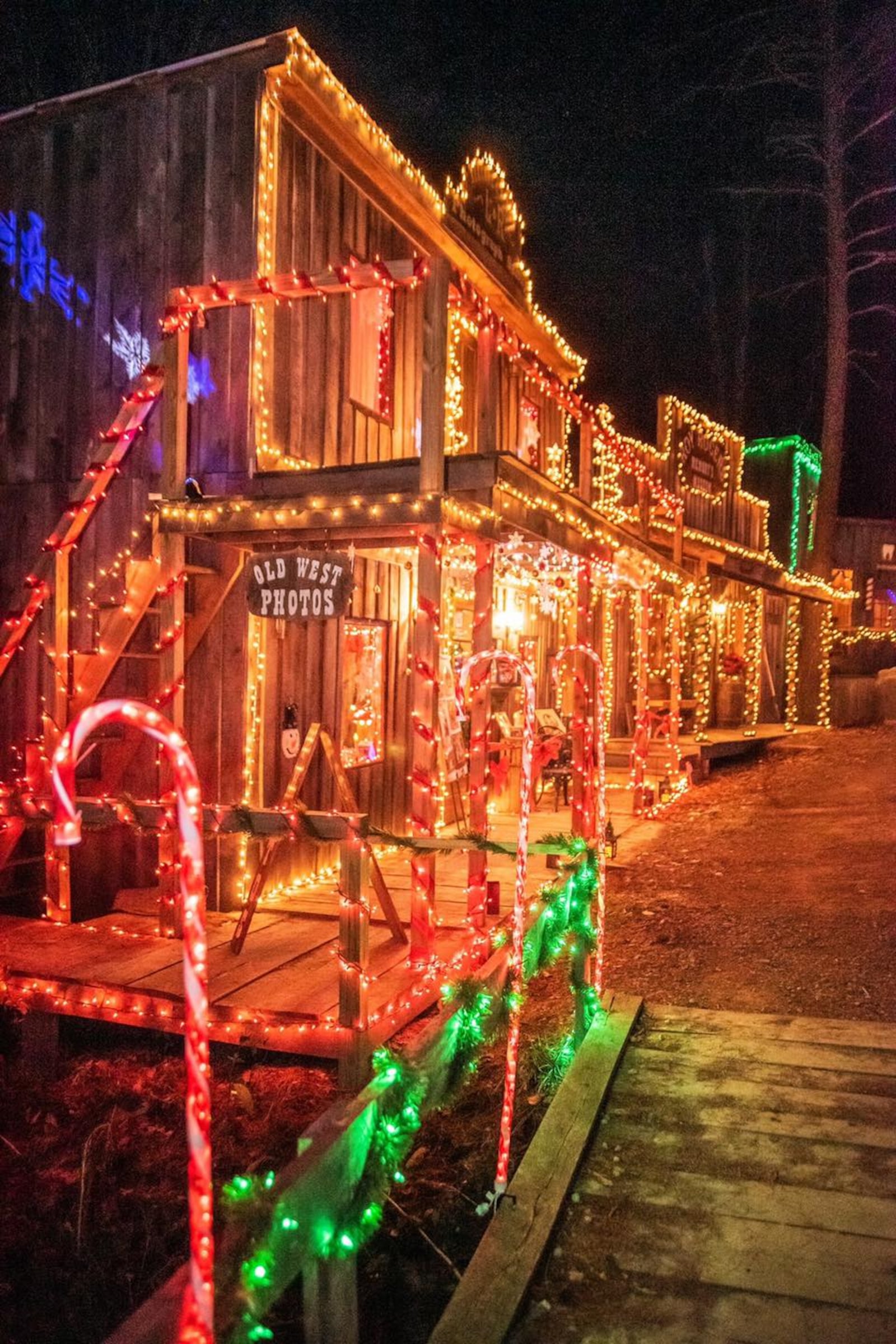 The holiday lights display at Dogwood Pass, a replica old western town located in southeastern Ohio.