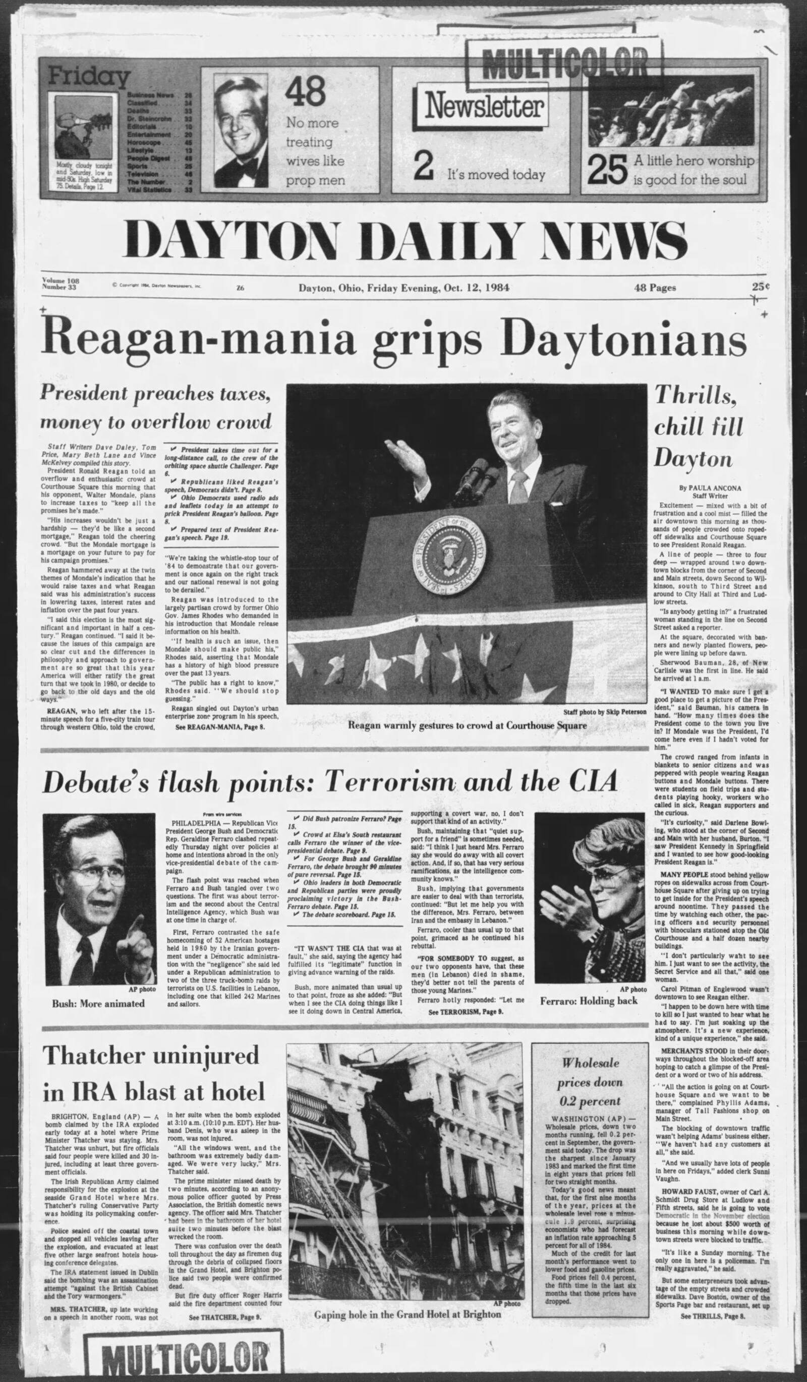 Ronald Reagan rode a train through western Ohio and stopped at a temporarily refurbished Union Station in Dayton on Oct. 12, 1984, during a “whistle stop” re-election tour.