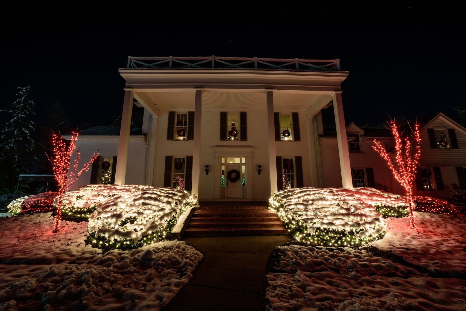 Polen Farm, located at 5099 Bigger Rd. in Kettering, is an event venue owned and operated by the City of Kettering Parks, Recreation and Cultural Arts Department. It was built in 1865 as White Oak Farm. Here the venue is pictured decorated for the 2019 holiday season. TOM GILLIAM / CONTRIBUTING PHOTOGRAPHER