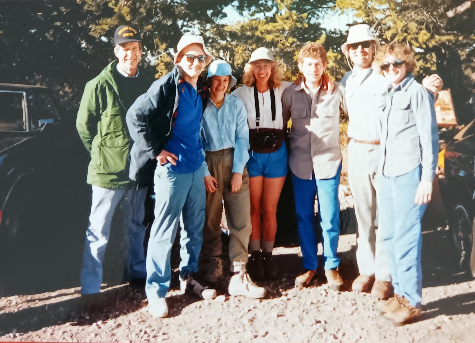 Hicks (center) and her backpacking companions at the bottom of the Grand Canyon in 1990. From left, they are Jim Parker, Bill and Kathy Brown, Hicks, Tom LaMers, flanked by two friends of Bill Brown following five days exploring the sub-canyons at the bottom of the Grand Canyon. CONTRIBUTED