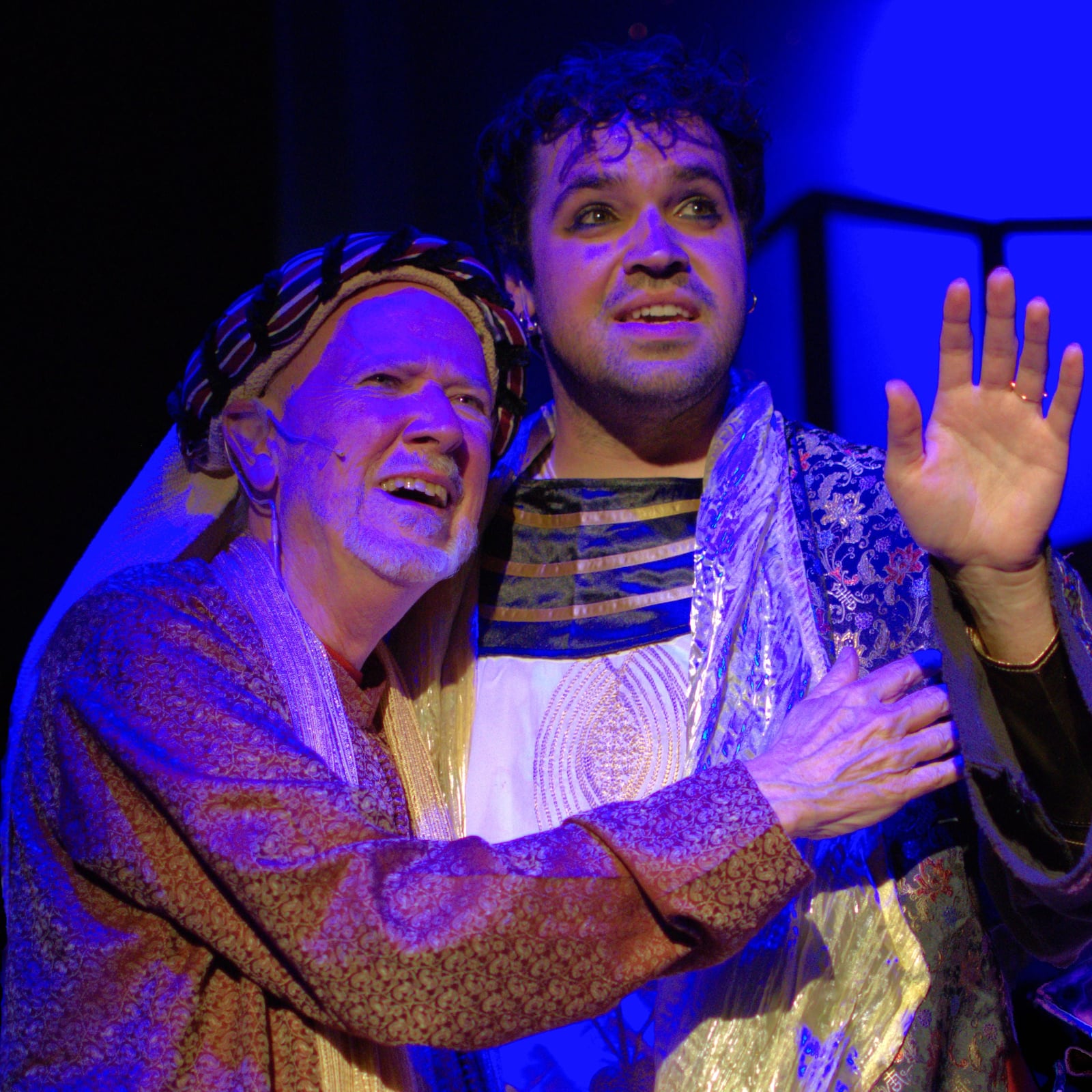 Richard Young (left as Jacob) and Aaron Brewer (Joseph) in Dayton Playhouse's production of "Joseph and the Amazing Technicolor Dreamcoat." PHOTO BY RAY GEIGER