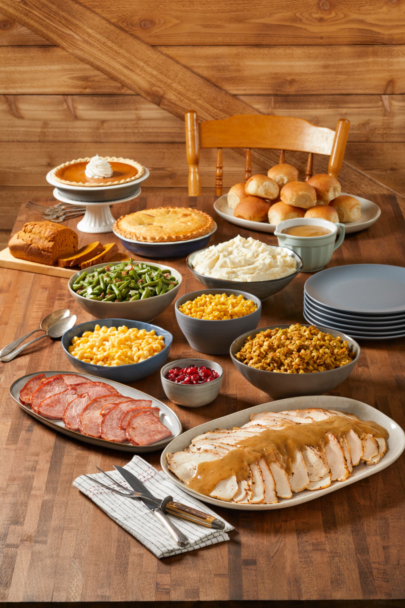 This Thanksgiving, guests can have a Thanksgiving feast, such as this one, delivered to the homes of their loved ones with their "Homestyle Hugs" program.