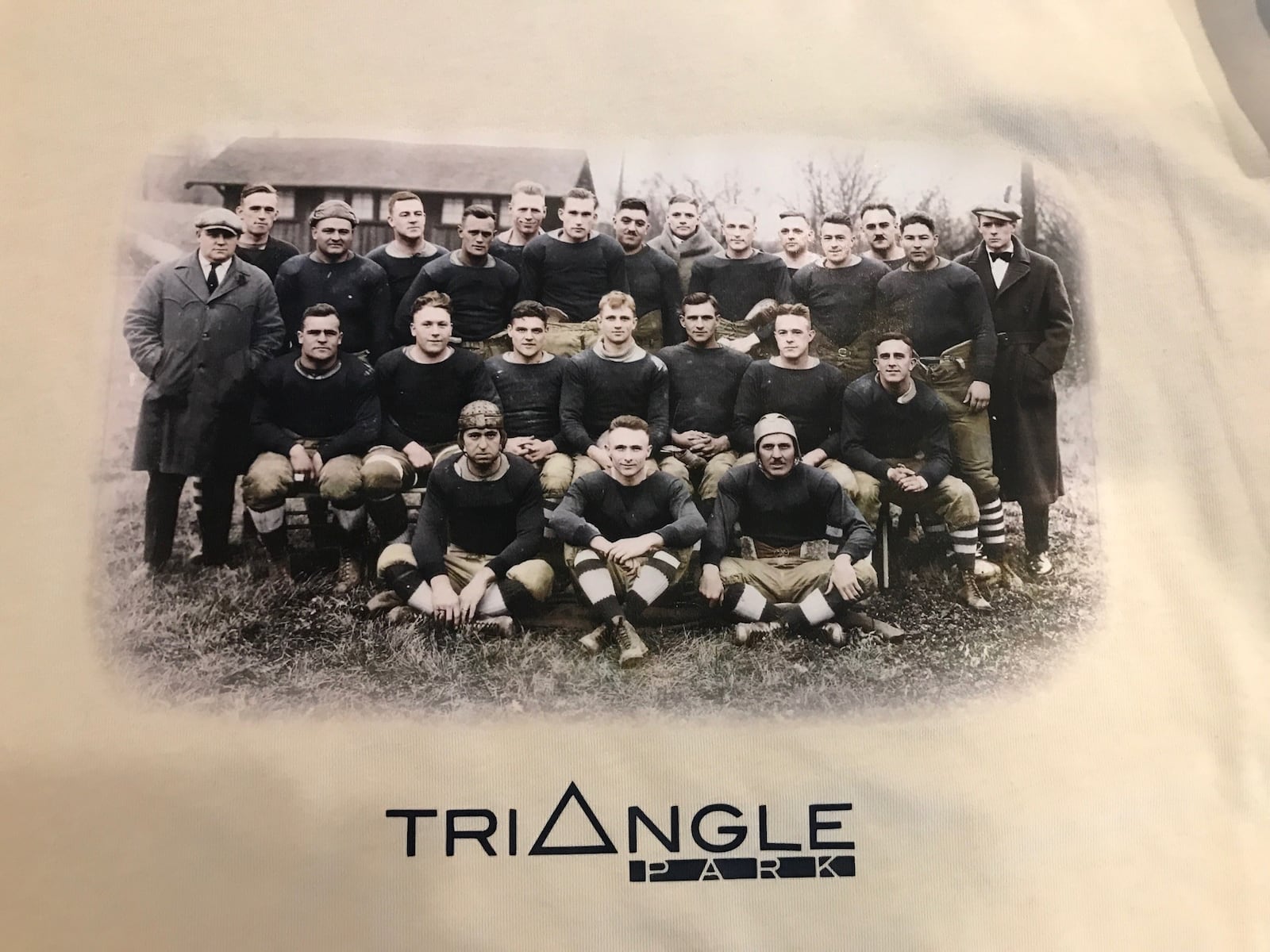 A colorized photo of the Dayton Triangles. Tom Archdeacon/STAFF