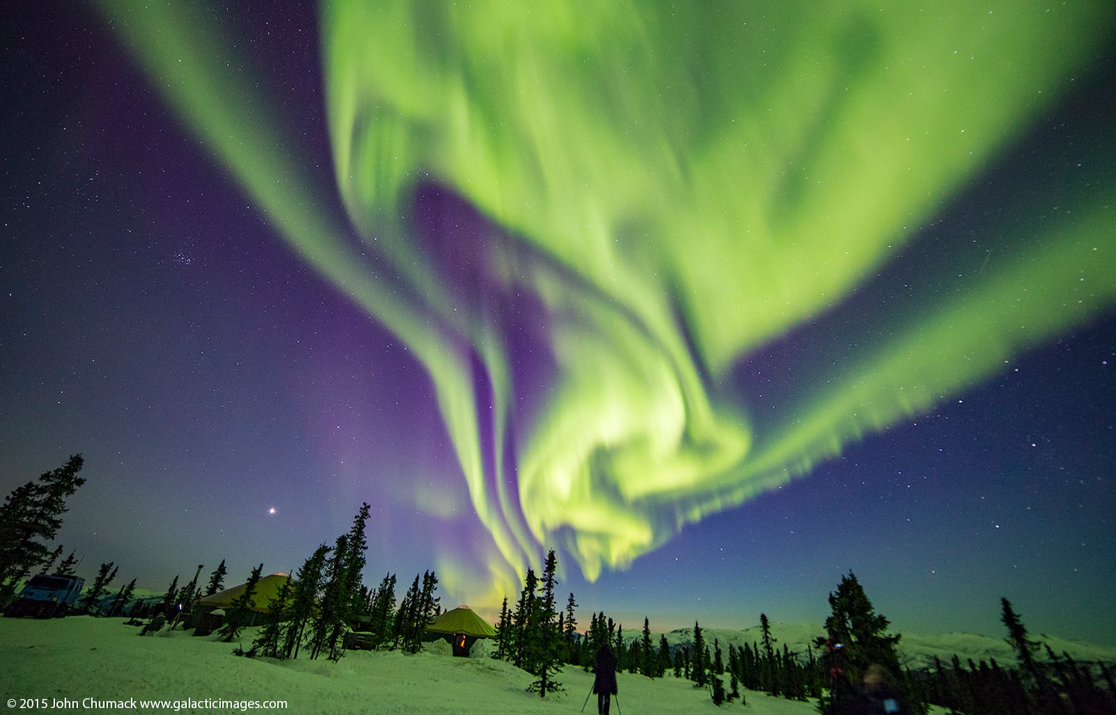 Aurora Above Yurts In Chena Hot Springs, AK