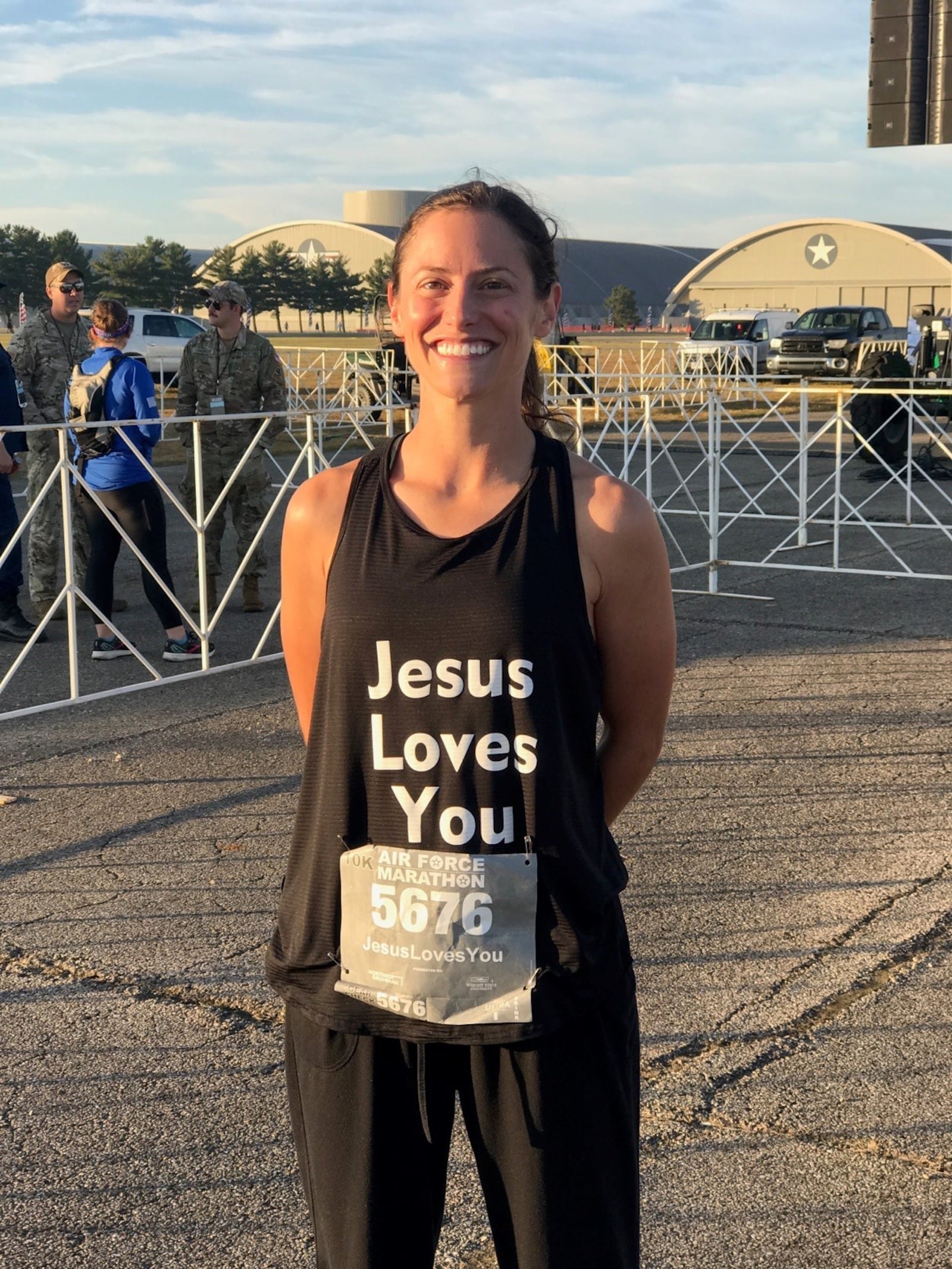 Darcy Whyte, the Centerville High girls cross country coach who lives inXenia, won the 10K race Saturday, Sept. 16, 2023, at the US Air Force Marathon.