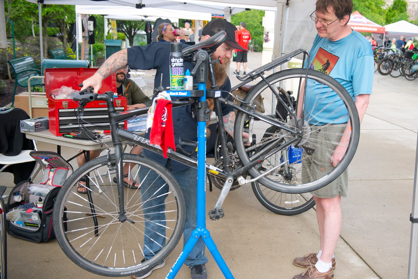 A variety of cycling-related exhibitors and organizations will be on hand at RiverScape MetroPark for the Bike to Work Day Pancake Breakfast. PHOTO BY JORDAN HART 