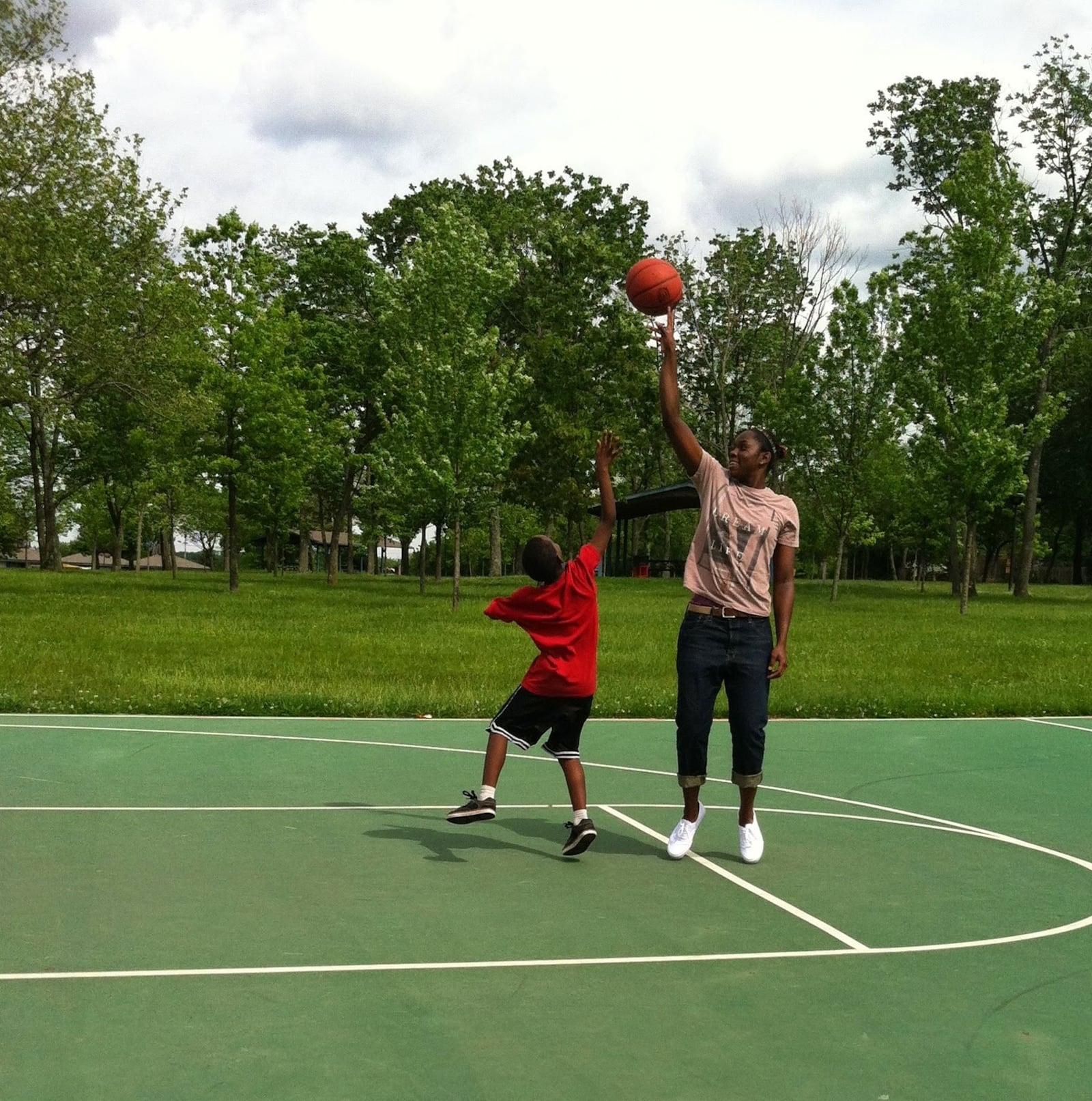 Samarie Walker from some years back clowning around with her younger brother Sam, who today is a 6-foot-7, 240-pound junior basketball player at West Carrollton High School. CONTRIBUTED