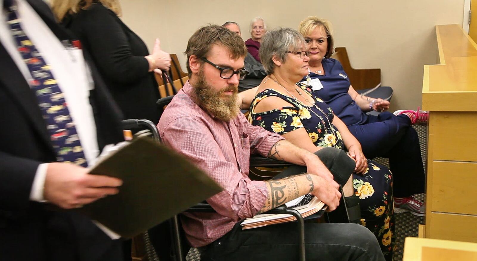 Jordan Pleasant is pictured in Vandalia Municipal Court at an eviction proceeding against him in October. Pleasant had rented a house in Harrison Twp. that was damaged by a Memorial Day tornado. CHRIS STEWART / STAFF