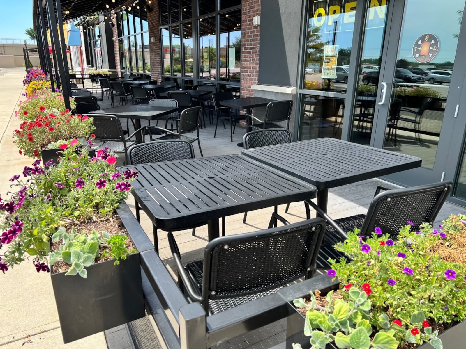 The patio at MELT at the Mall at Fairfeld Commons offers shade and protection from the elements while dining.