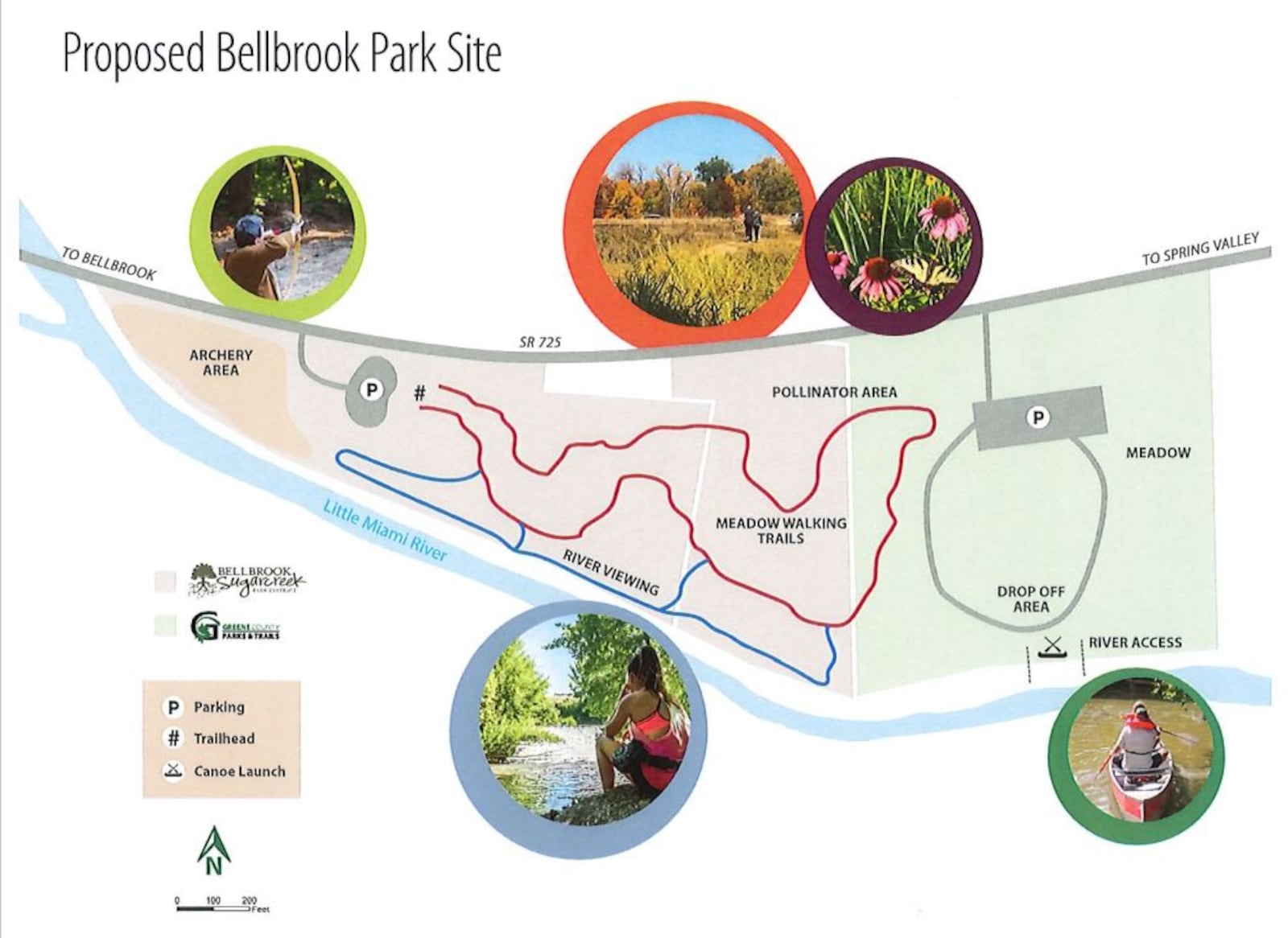 A rendering from Greene County Parks and Trails shows preliminary plans for a new park near Bellbrook. CONTRIBUTED