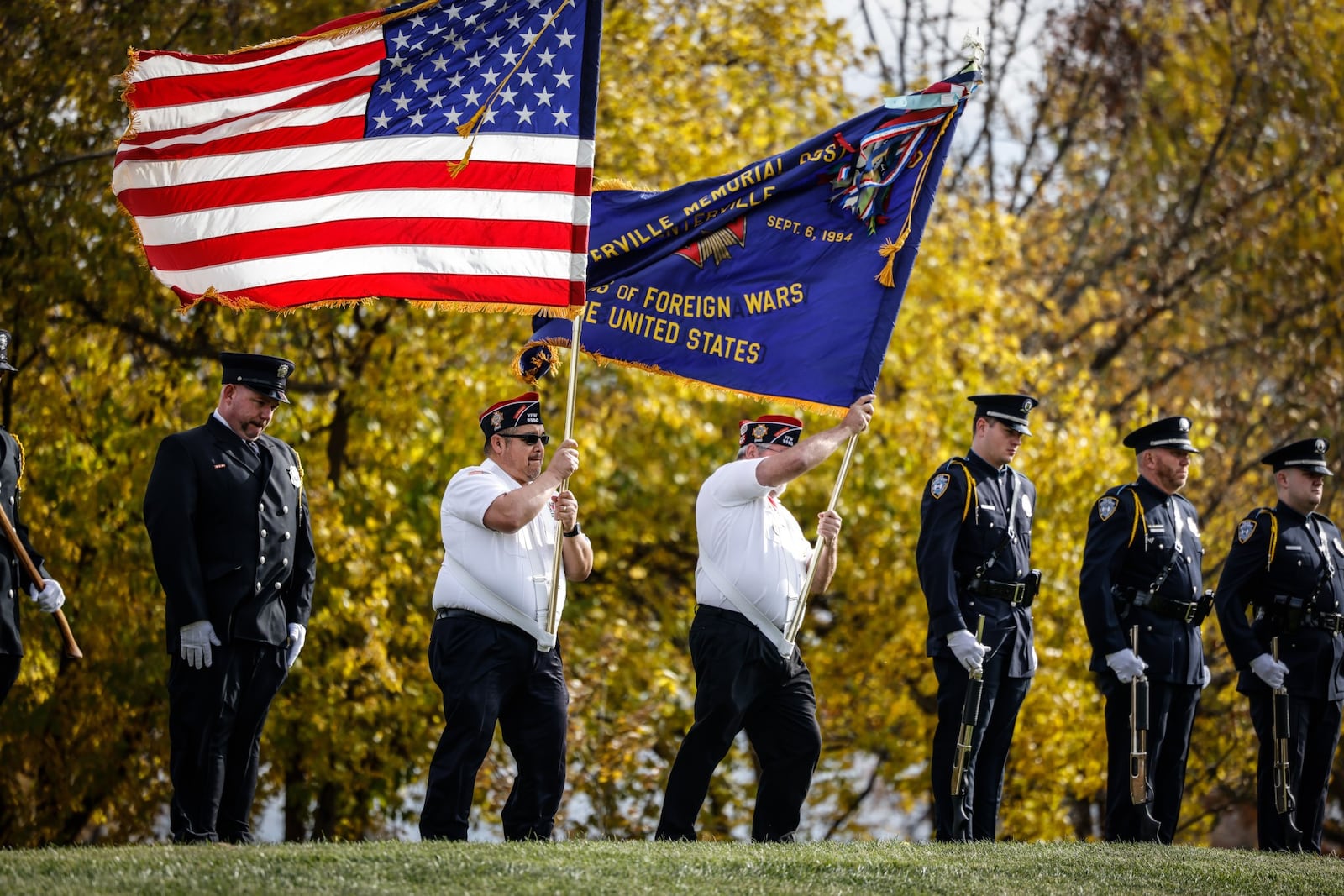 Veterans and their families along with Centerville residents gathered at Leonard Stubbs Memorial Park to honor veterans on Veterans Day Nov. 11, 2021. JIM NOELKER.STAFF