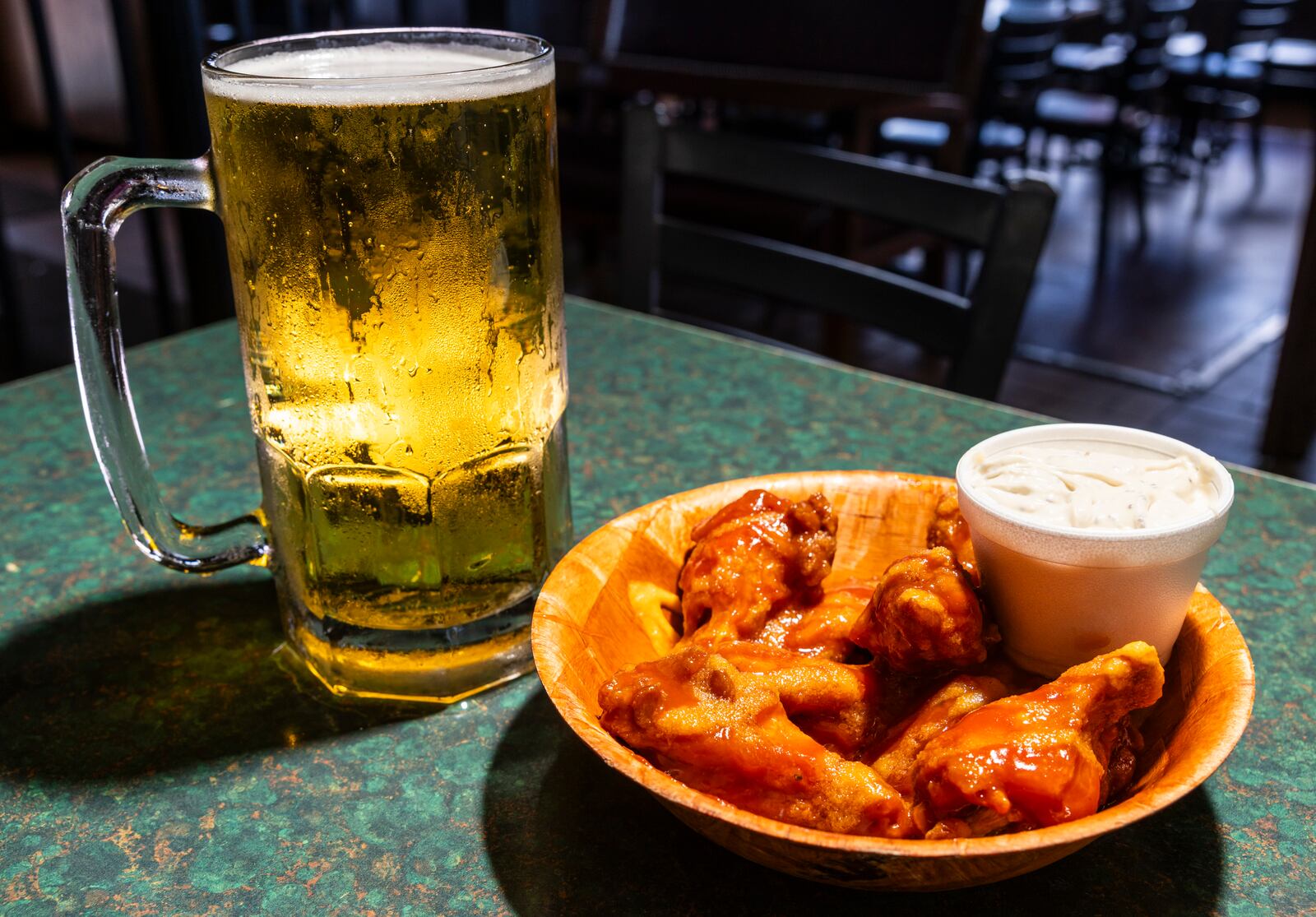 Wings on Brookwood on Brookwood Avenue in Hamilton serves a variety of bone-in and boneless wings, burgers, salads, beer and more. NICK GRAHAM/STAFF