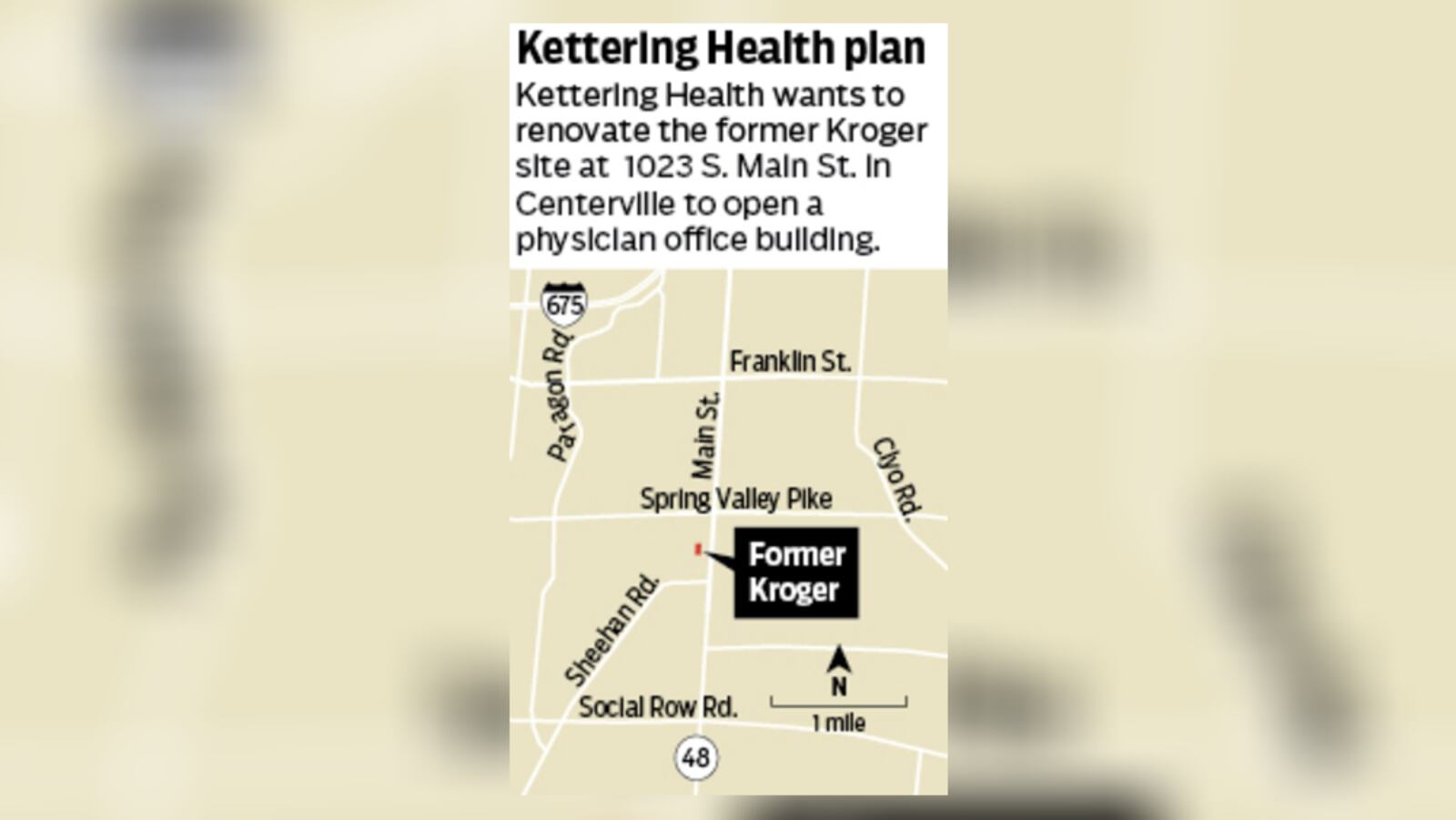 Kettering Health has plans for a physician office building at the former Kroger in Centerville Place. STAFF