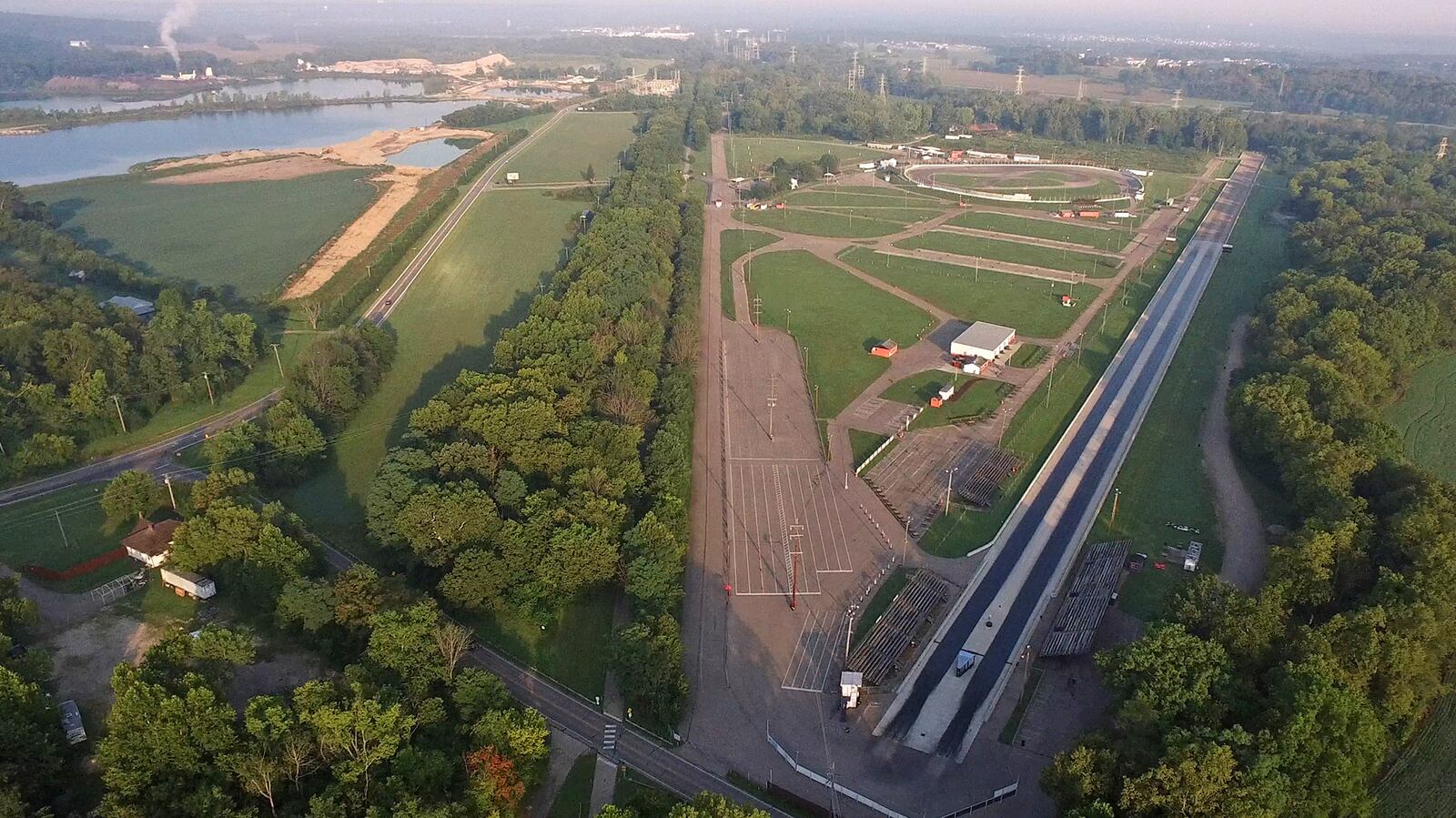 Aerial view of Kil-Kare Speedway in Xenia looking west from the dragstrip starting gate.   TY GREENLEES / STAFF