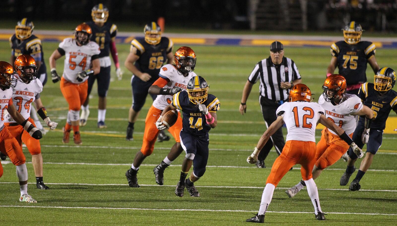 Springfield's Todd King runs against Beavercreek on Friday, Oct. 13, 2017, at Evans Stadium in Springfield.