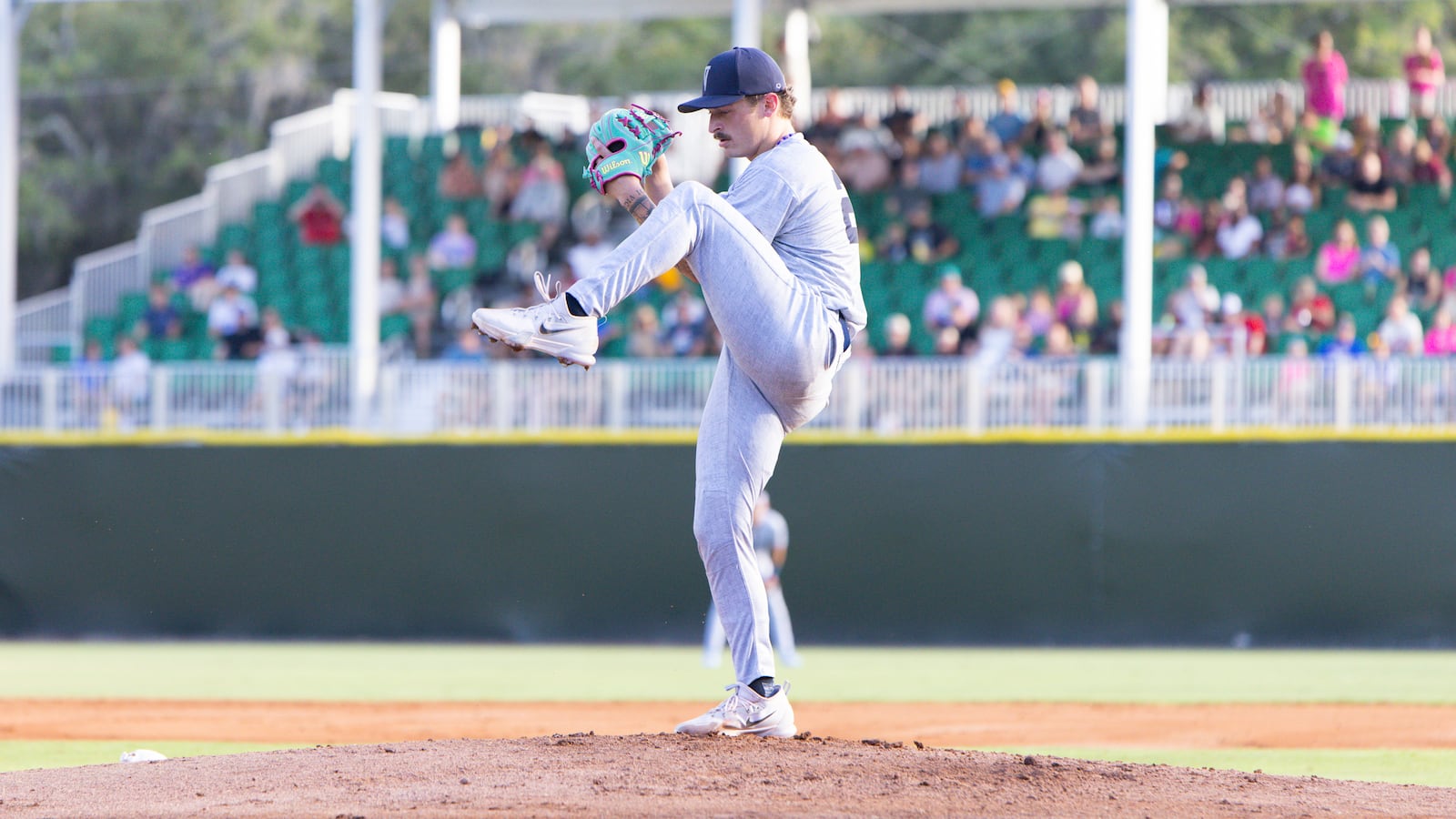 Springfield native Gage Voorhees throws a pitch for The Visitors during their game against the Party Animals earlier this month at Grayson Stadium in Savannah, Ga. CONTRIBUTED PHOTO BY BANANA BALL