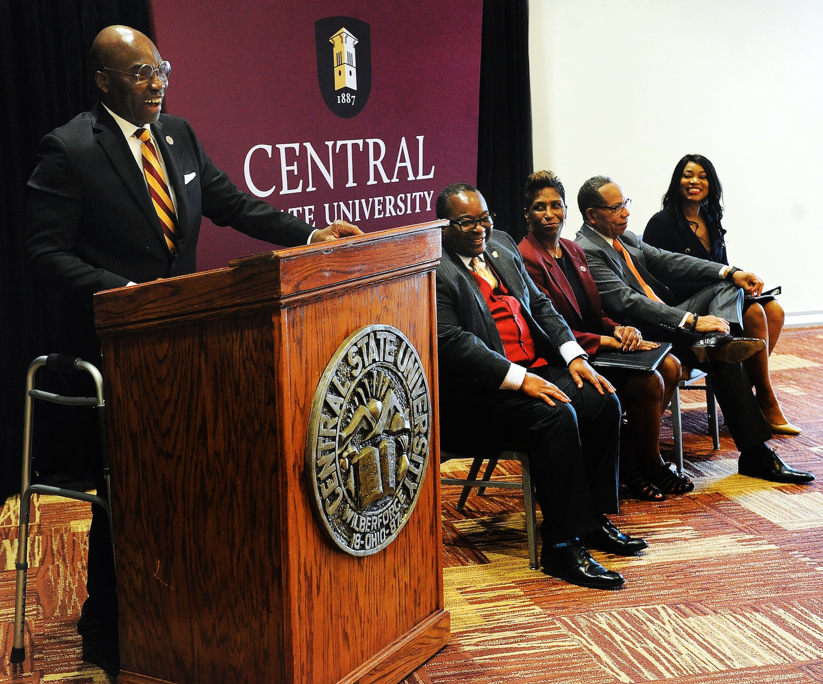 Central State grad Morakinyo Kuti named 10th president of the university, Friday, Feb. 9, 2024. MARSHALL GORBY\STAFF