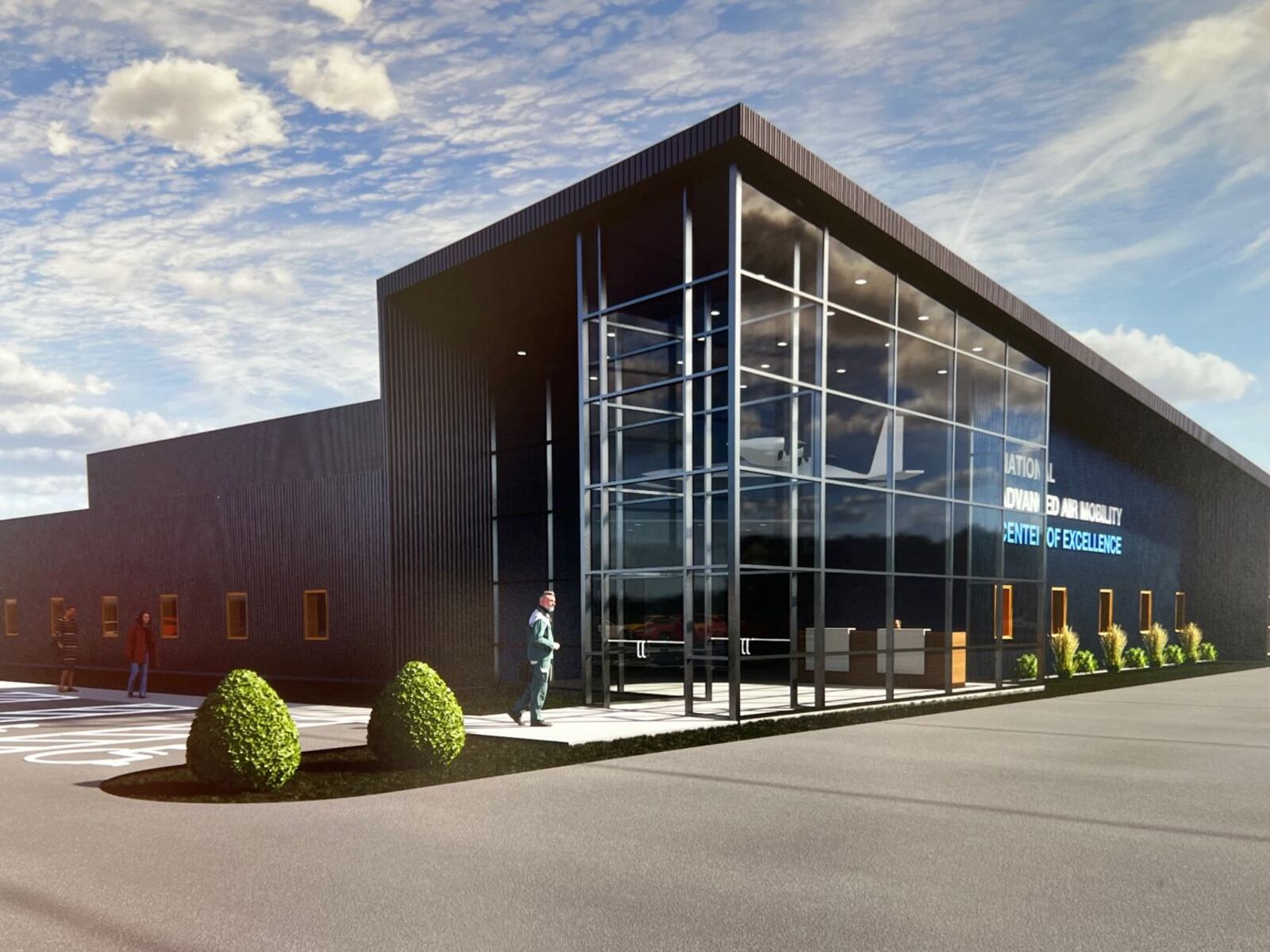 Concept art of the National Advanced Air Mobility Center being built in Springfield, courtesy of the Dayton Development Coalition.