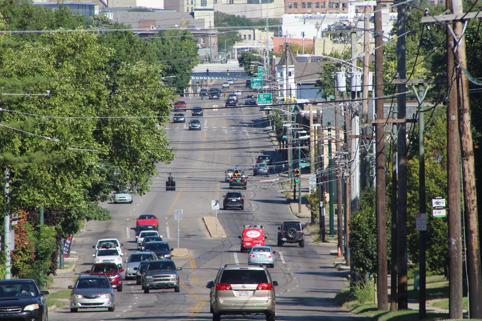 A group called the Wayne Avenue Traffic Safety Coalition is asking the city to redesign a 0.5-mile stretch of Wayne Avenue from Wyoming Street to the U.S. 35 overpass. They want the city to reduce the lanes of traffic, lower the  speed limit and add bike lanes and wider sidewalks. CORNELIUS FROLIK / STAFF