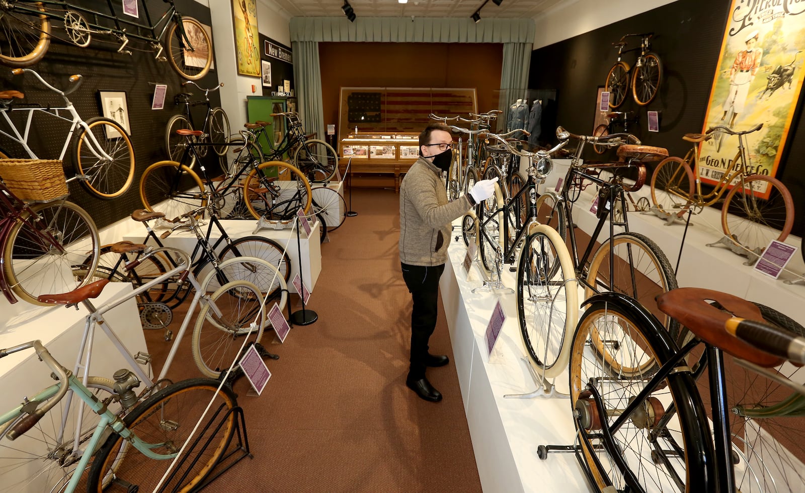 Ryan Long is the museum coordinator for The Bicycle Museum of American in New Bremen. “It’s a very unique collection, there are some items here you will never see anywhere else,” he said. The museum has 800 bicycles in its collection with 130 on displaay outlining the evolution of the bicycle and its impact on the world. LISA POWELL / STAFF