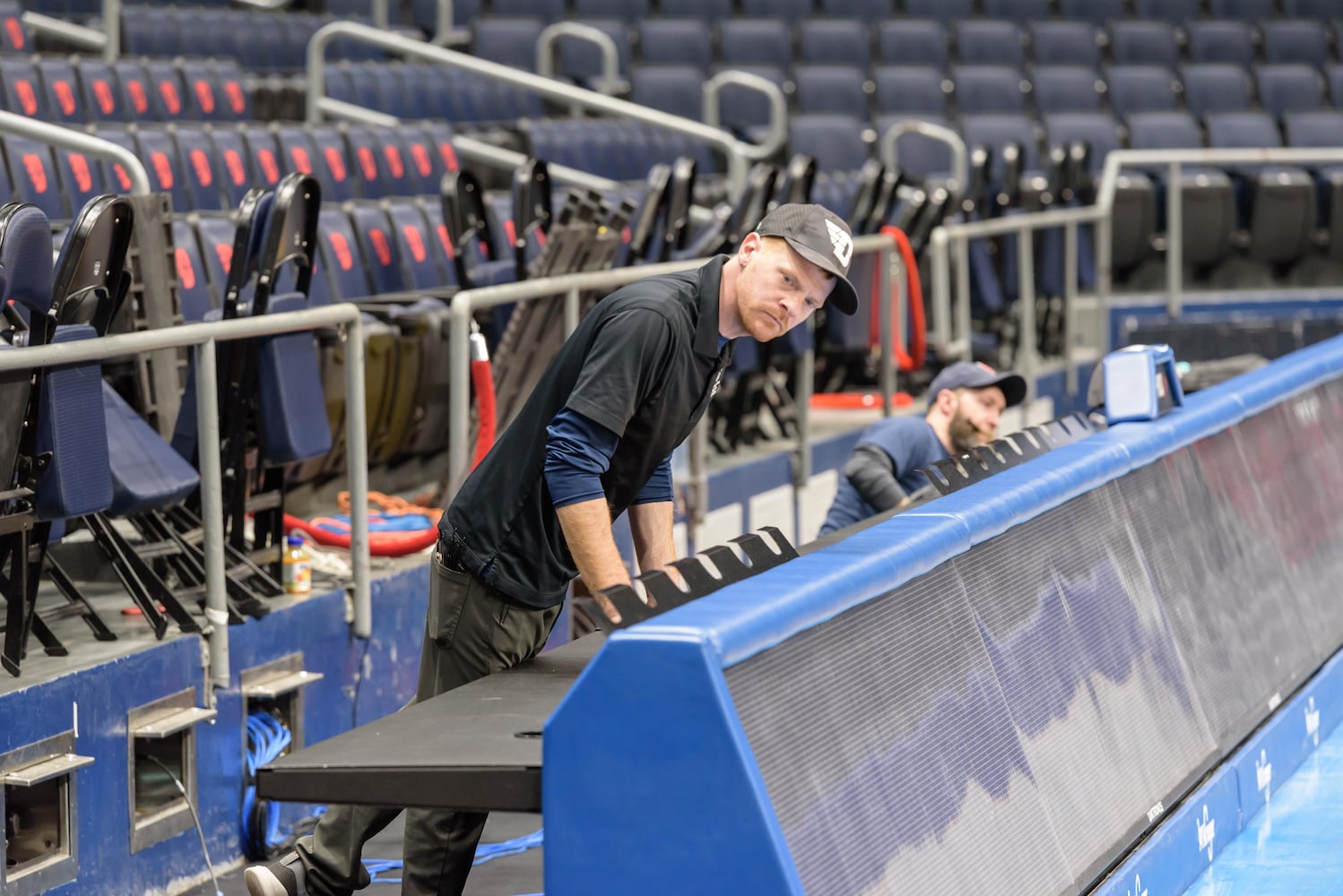 PHOTOS: NCAA First Four basketball court installation at UD Arena