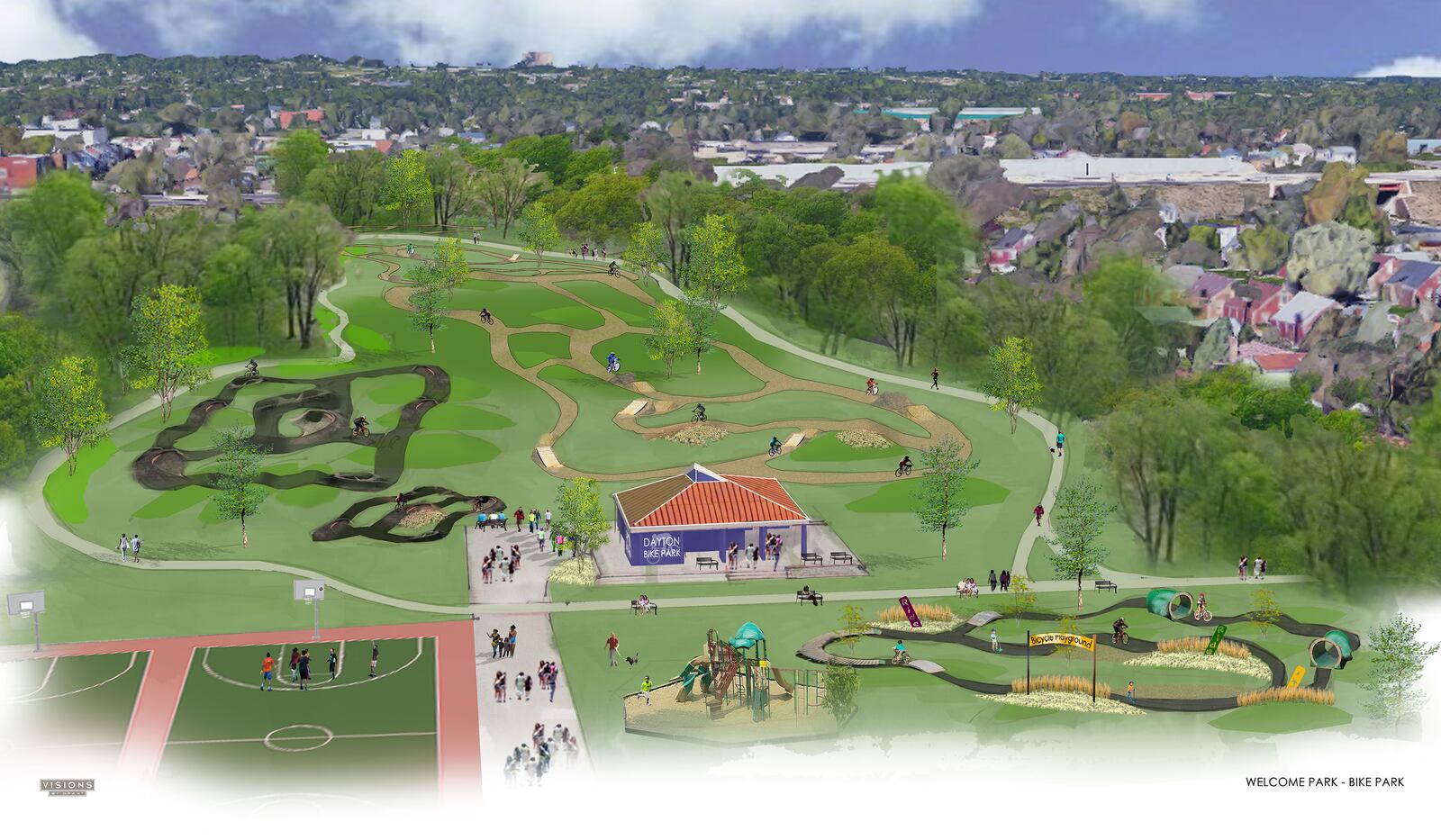 A conceptual rendering of the Bike Yard at Welcome Park. CONTRIBUTED