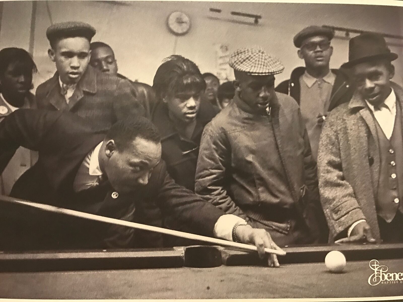 Civil rights icon Rev. Martin Luther King shoots pool to in Albany, Georgia in 1962 as he works to defuse a protest in city that had turned violent.