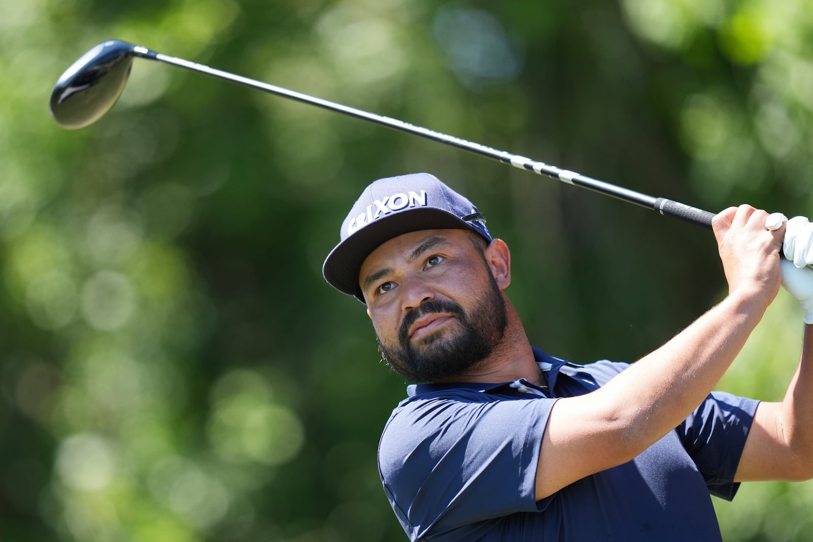 J.J. Spaun watches his tee shot on the third hole during the final round of the Cognizant Classic golf tournament, Sunday, March 2, 2025, in Palm Beach Gardens, Fla. (AP Photo/Rebecca Blackwell)